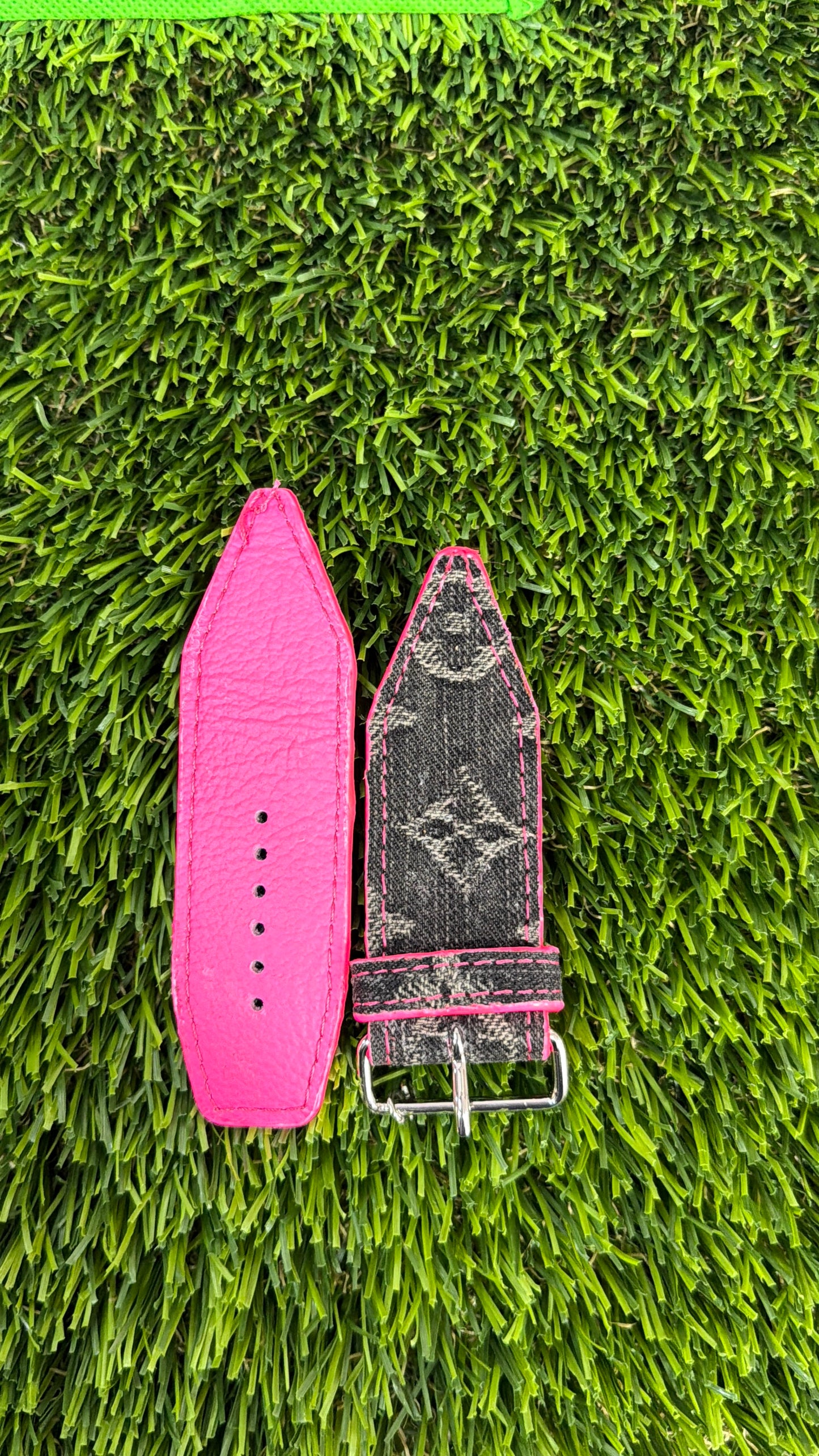 OTD-Authentic Upcycled LV Black Denim All Neon PinK