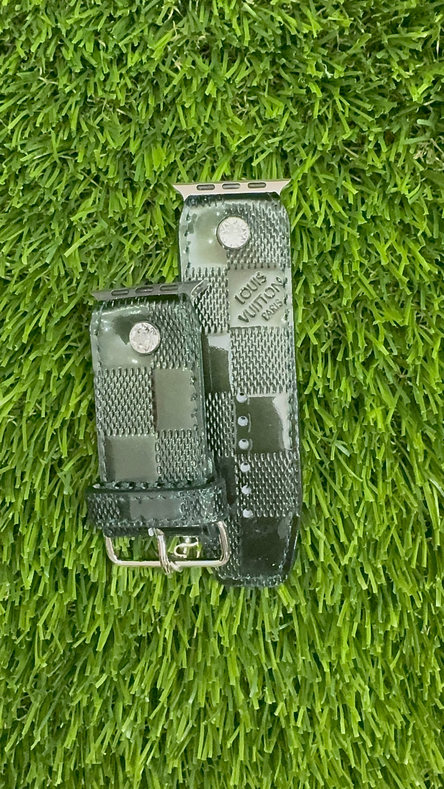Authentic Upcycled Hunter Green Damier Vernis
