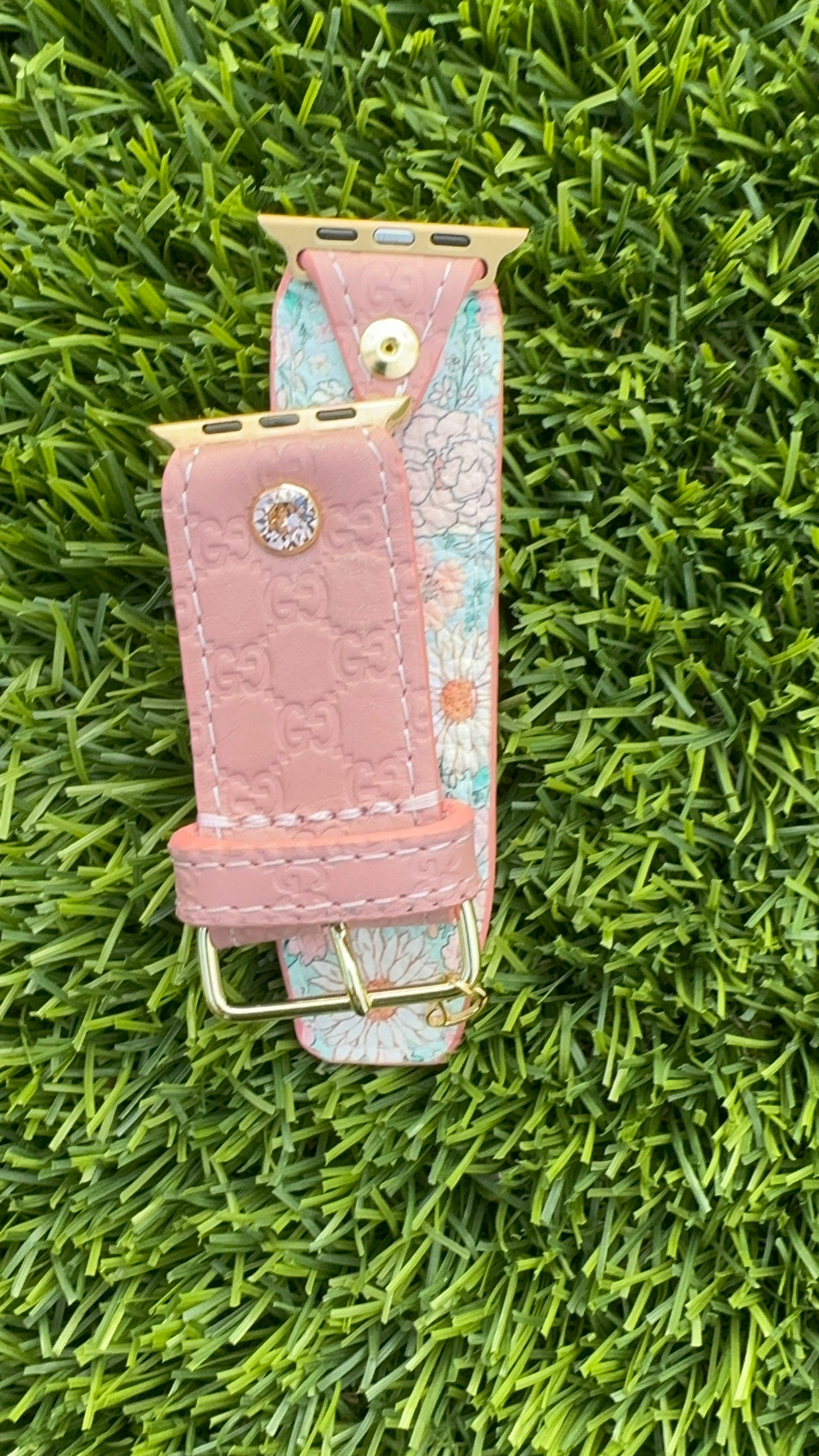 Authentic Upcycled Rose Biege Mirco GG Leather