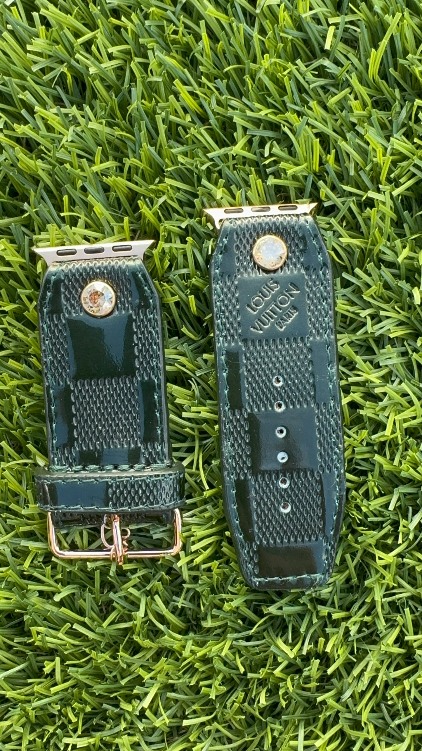 Authentic Upcycled Hunter Green Damier Vernis