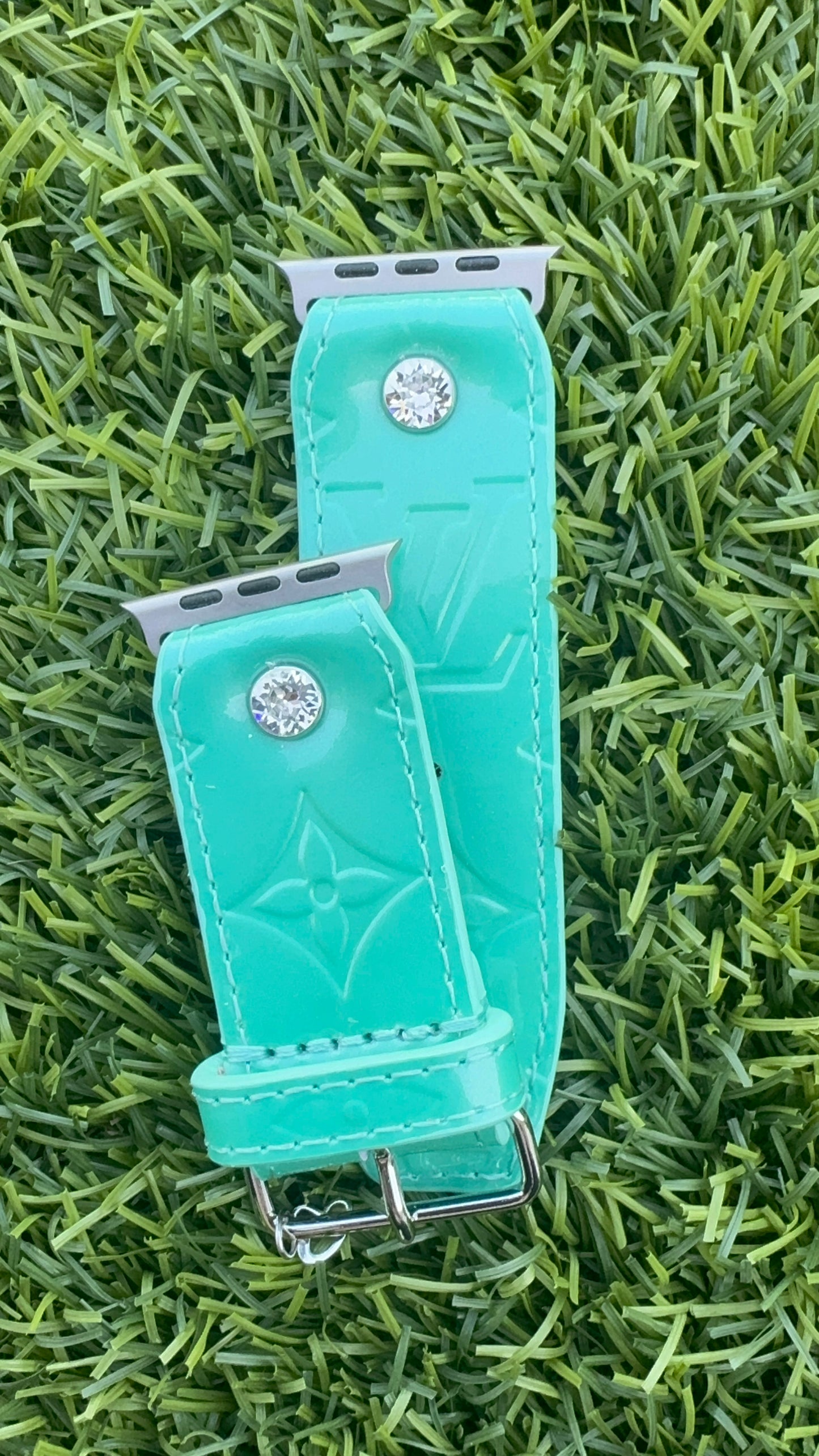 Authentic Limited Edition Upcycled LV Bleu Lagoon Vernis