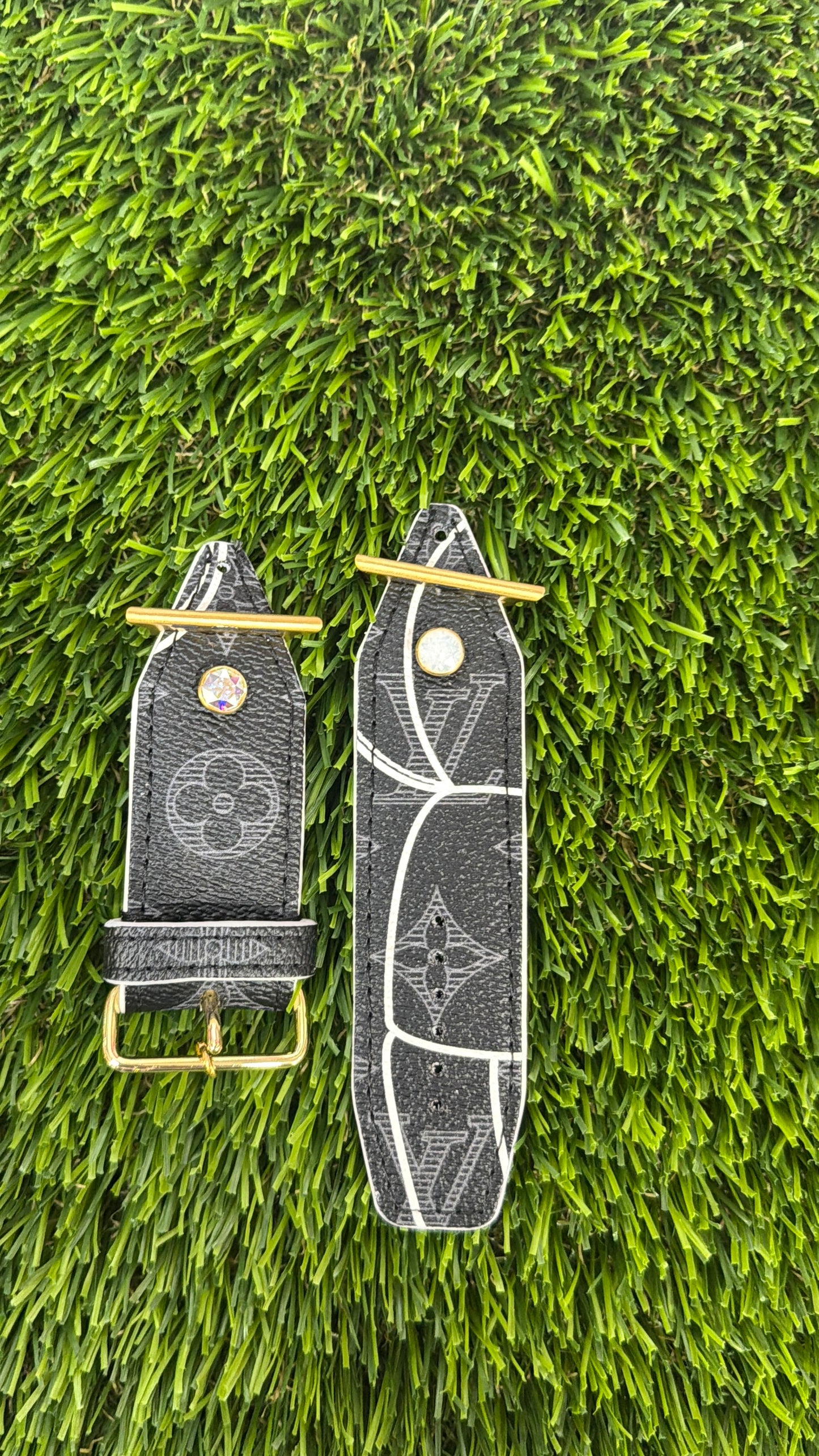 OTD-Beta-Authentic Upcycled Rare Black and Gray Shadow LV Monogram w/Vivi (White)