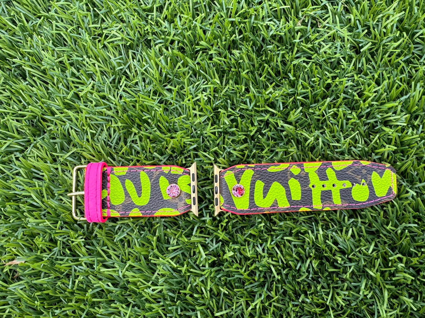 Authentic Upcycled Green LV Graffiti