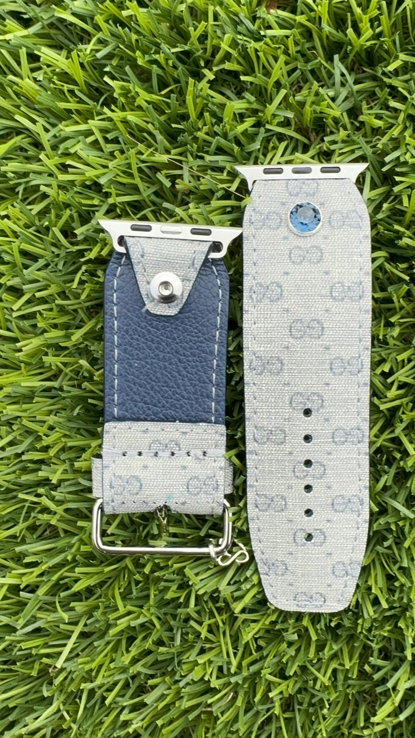 Authentic Upcycled Vintage Grey with Blue Micro GG
