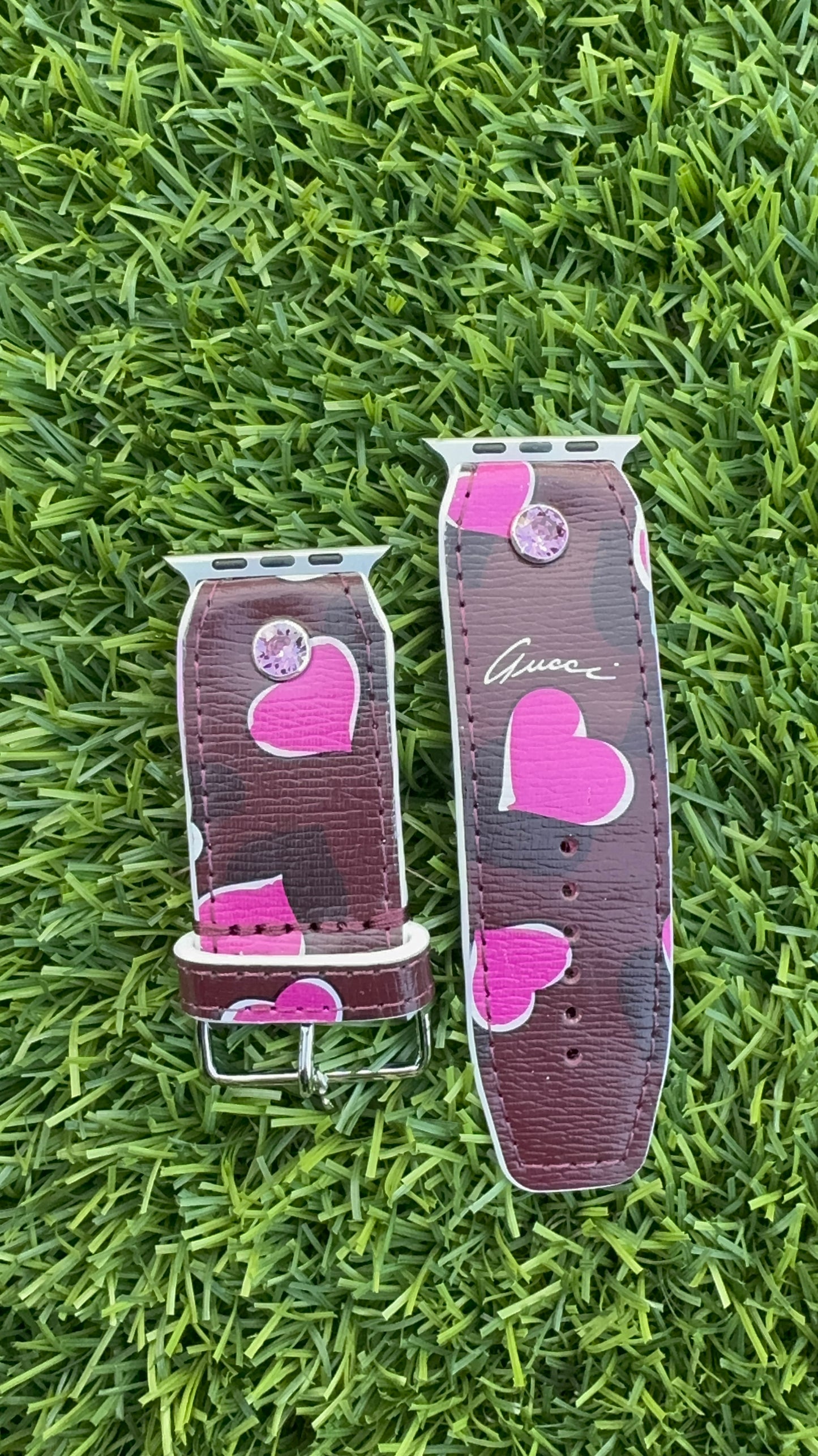 Authentic Upcycled Gucci Burgundy & Raspberry Hearts