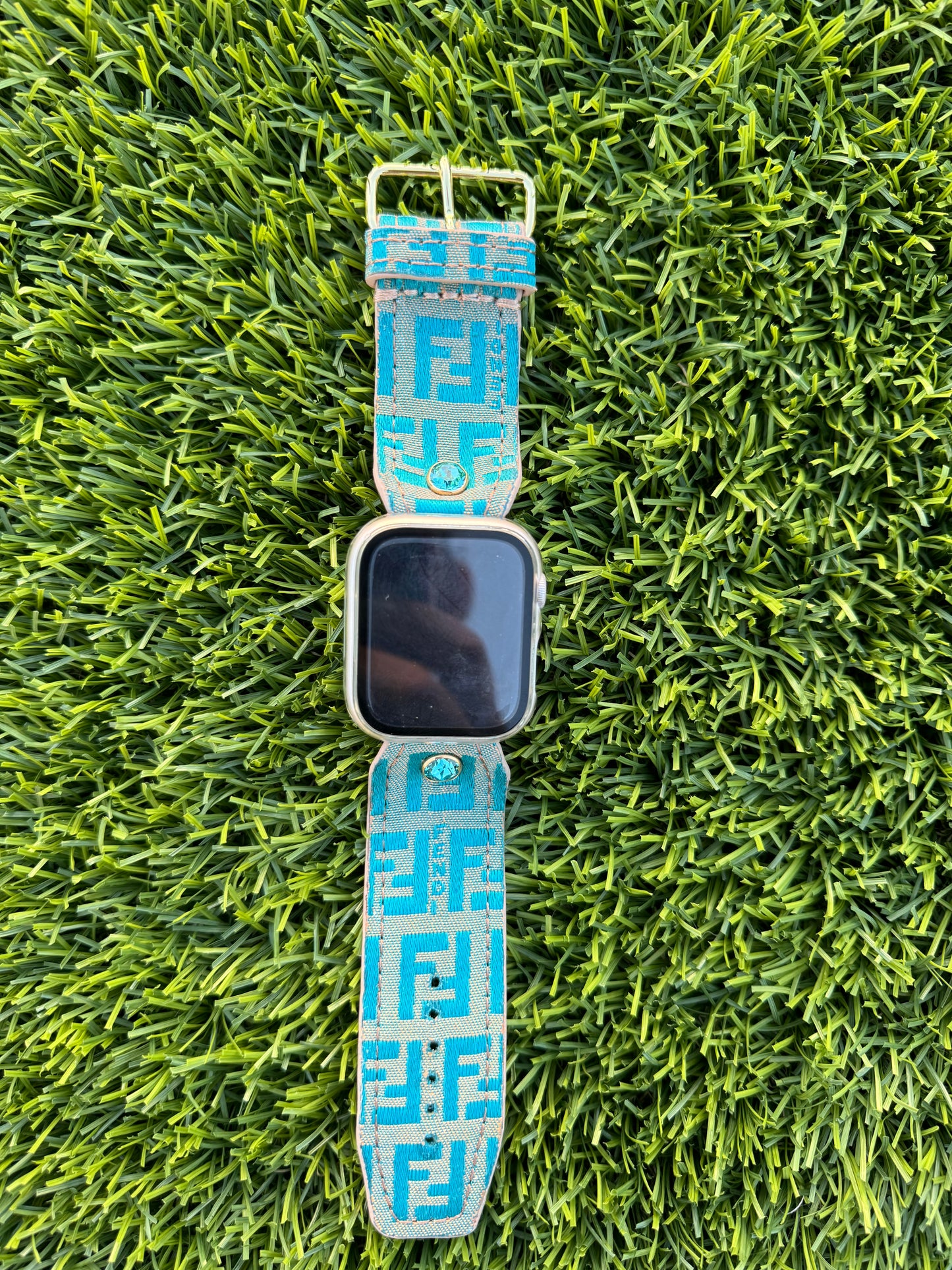 Authentic Upcycled Teal Fendi
