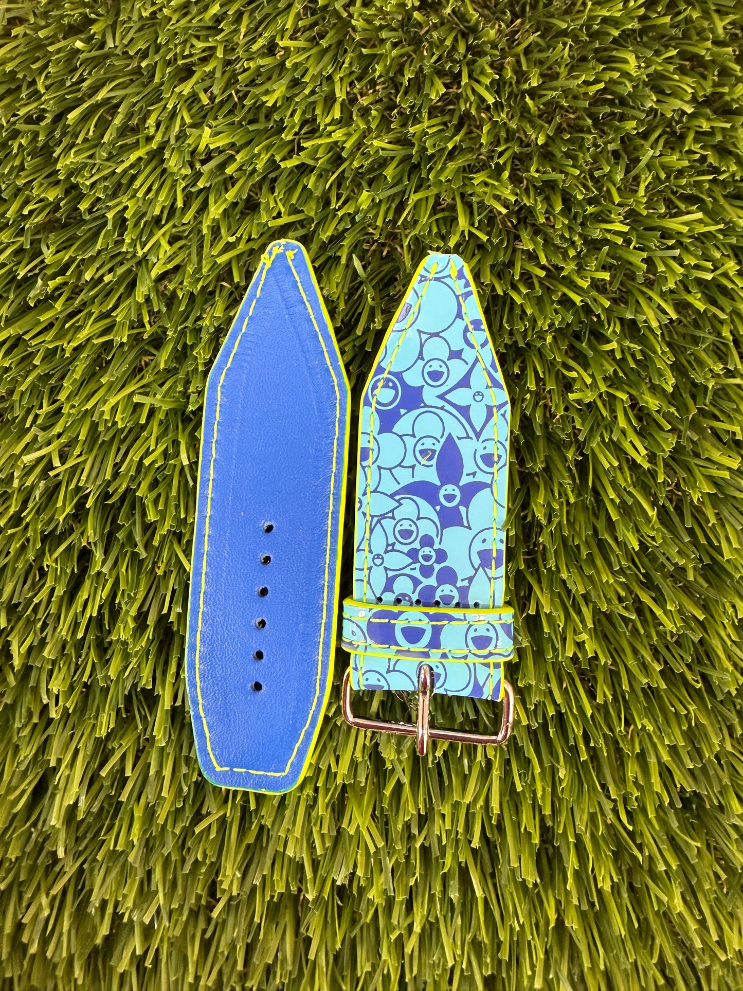 OTD-Authentic Upcycled LV Blue Cosmic Blossom w/Neon Yellow