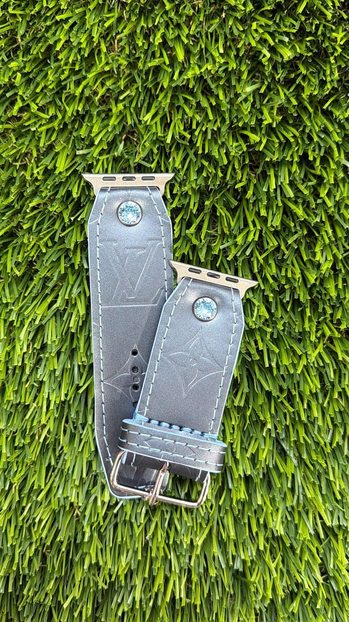 Authentic Upcycled LV Blue Matte Vernis