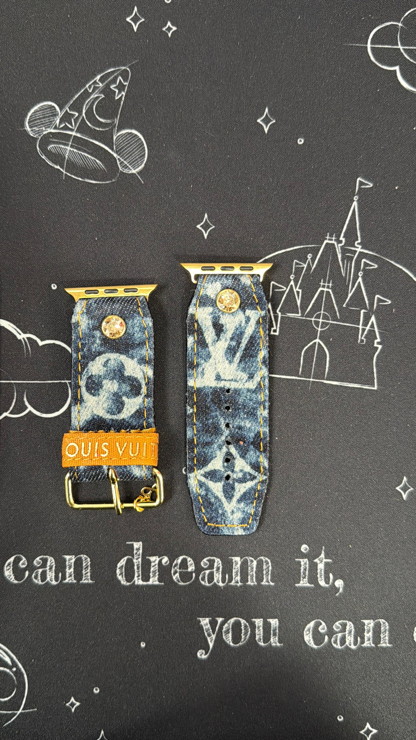 Blemmished-Alpha-Authentic Upcycled LV Blue Denim Splash-Leather Liner