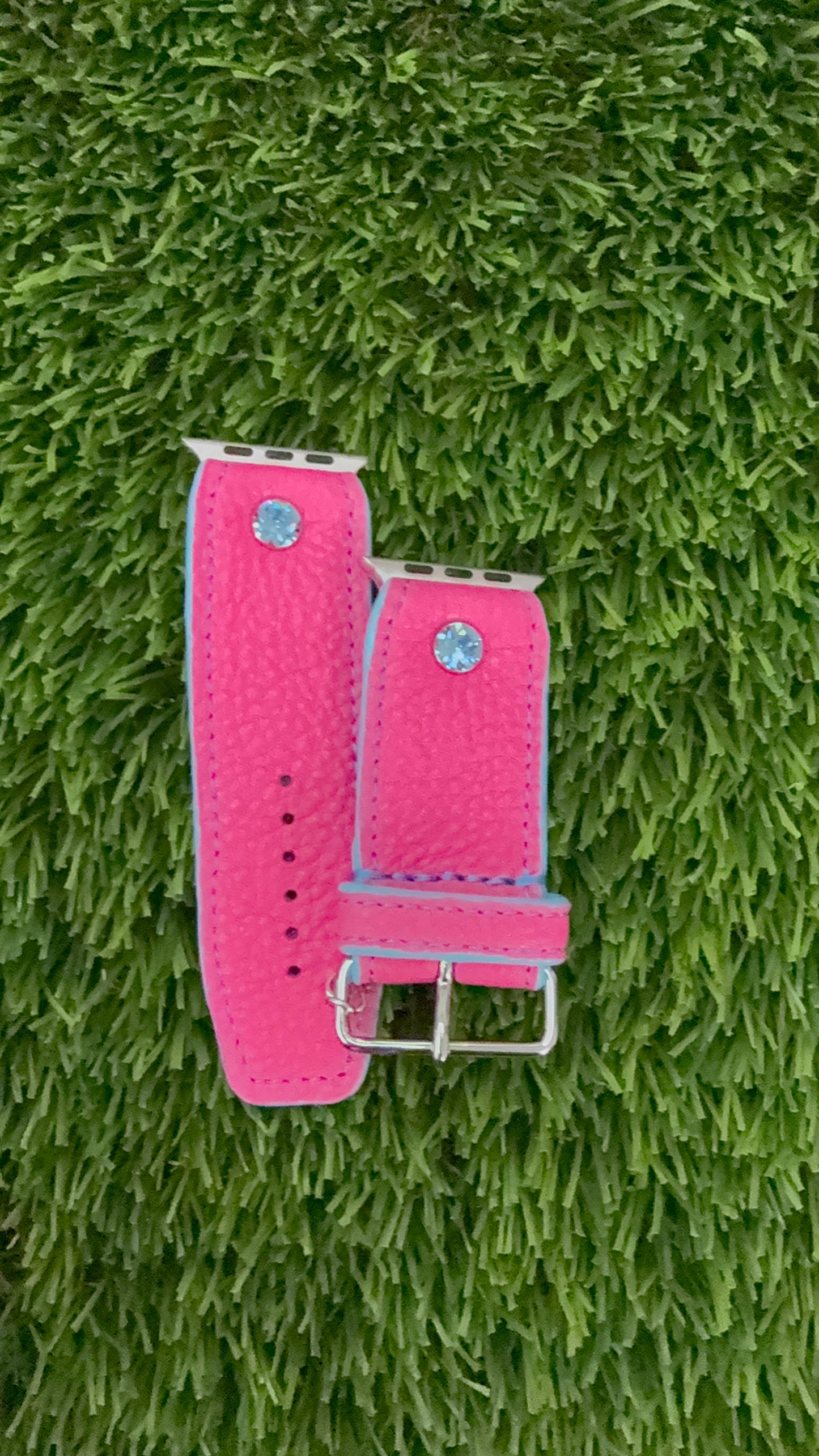 Fuchsia Pink Pebbled Leather