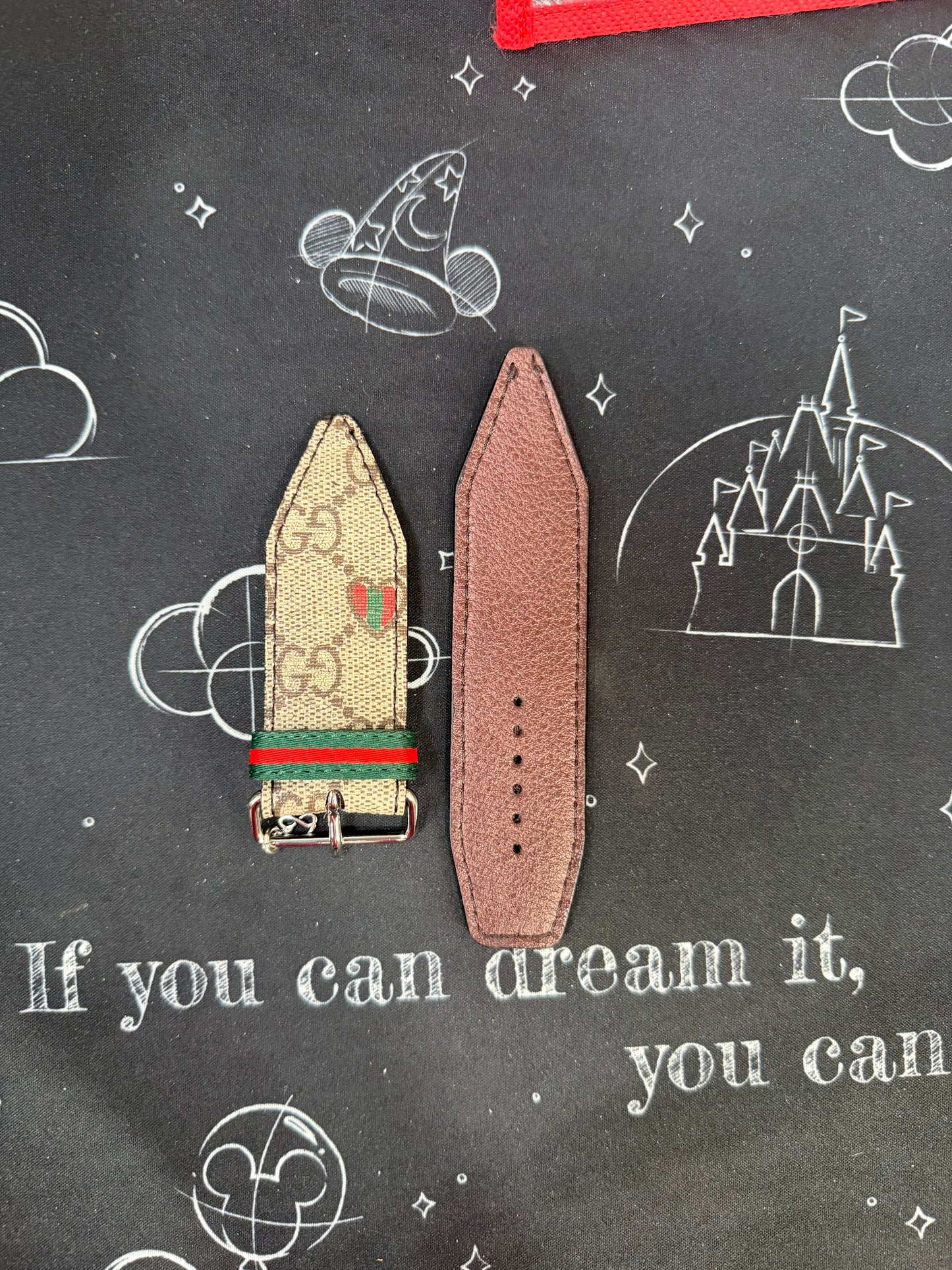 OTD- Beta- Zig-Zag Red & Green Hearts-Authentic Upcycled Rare GG Christmas Hearts with Brown Liner