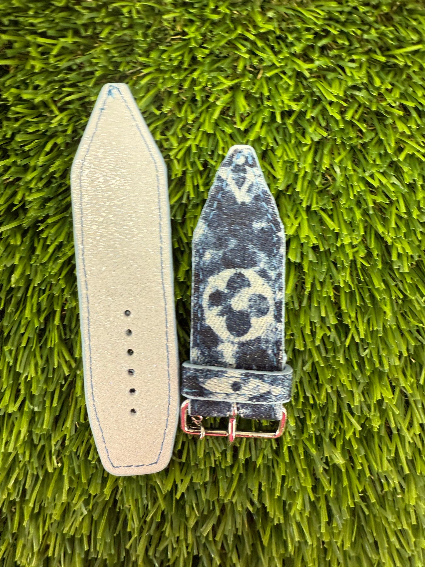 Blemmished-Beta-Authentic Upcycled LV Blue Denim Splash - White Liner