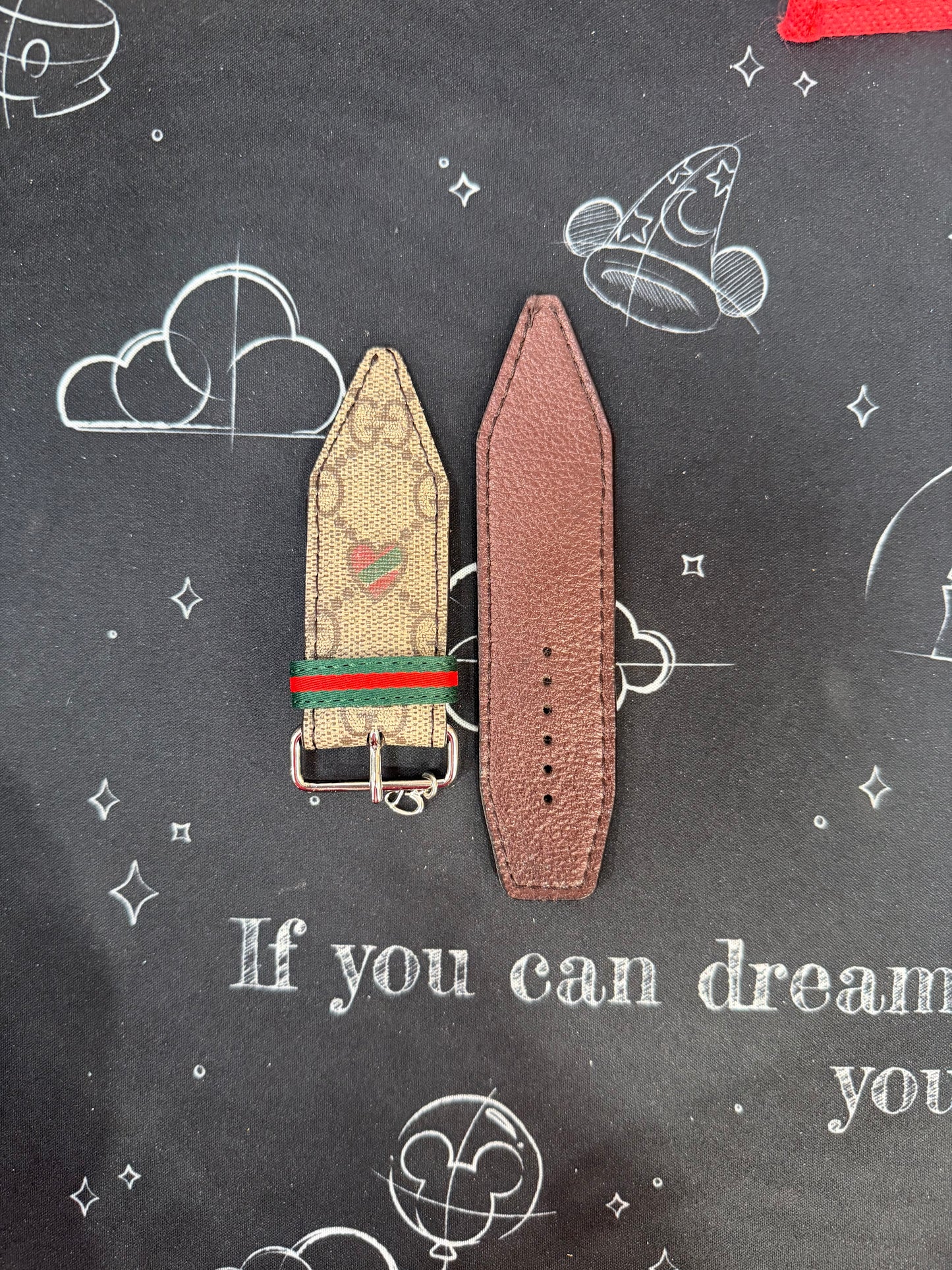 OTD- Beta- Diamond Red & Green Hearts-Authentic Upcycled Rare GG Christmas Hearts with Brown Liner