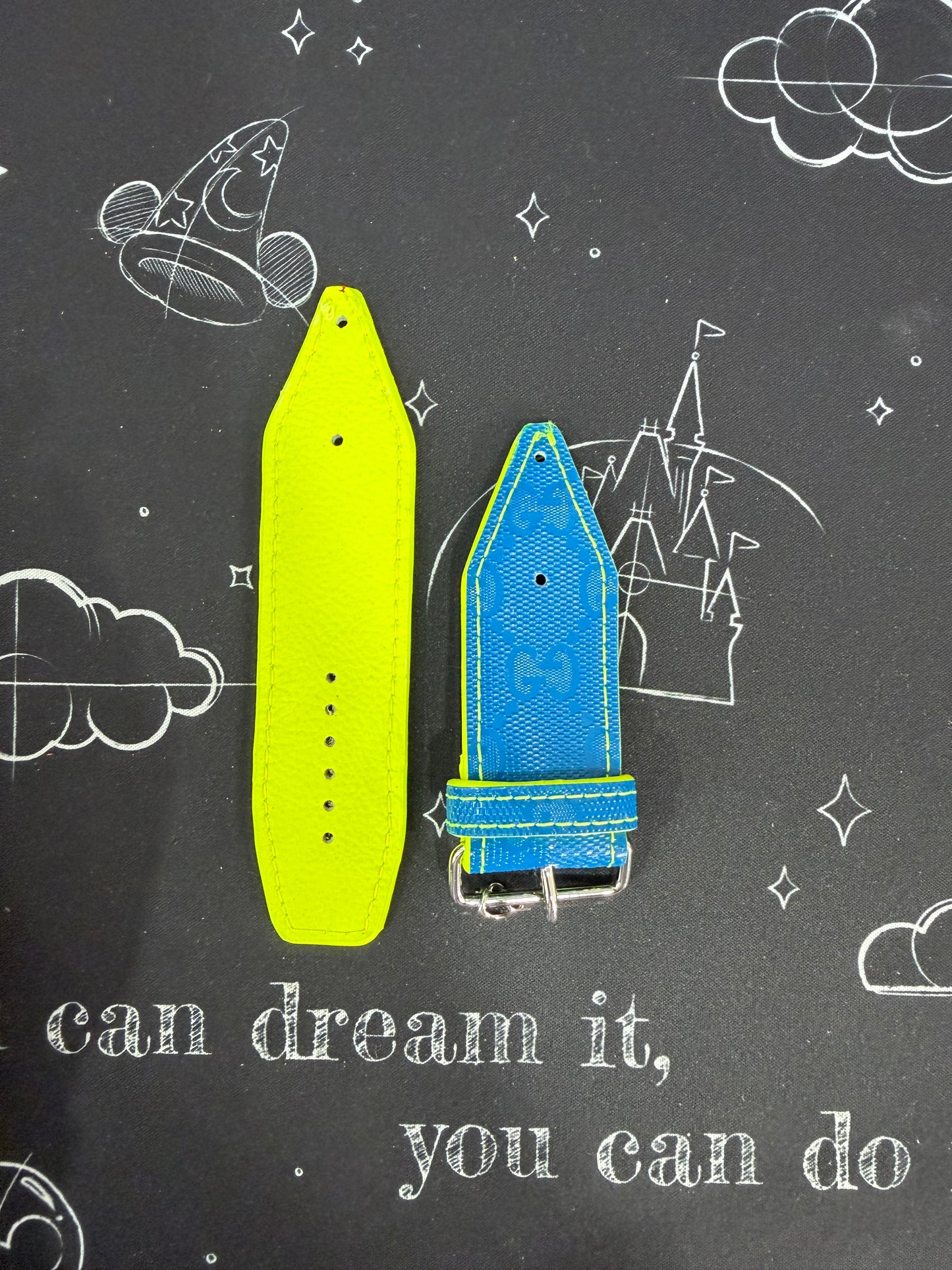 OTD-BETA-Authentic Upcycled Capri Blue GG Imprime Neon Yellow