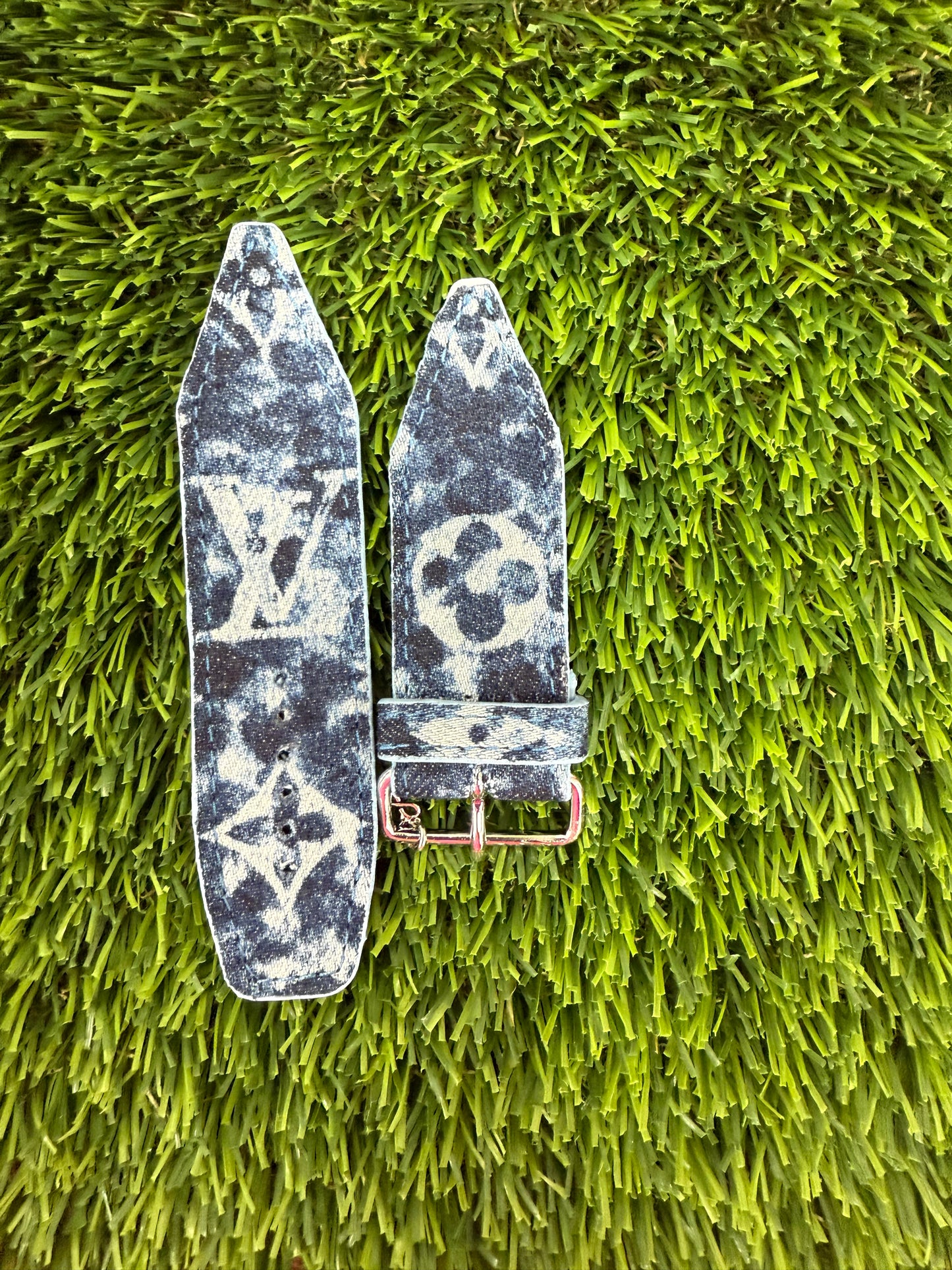 Blemmished-Beta-Authentic Upcycled LV Blue Denim Splash - White Liner