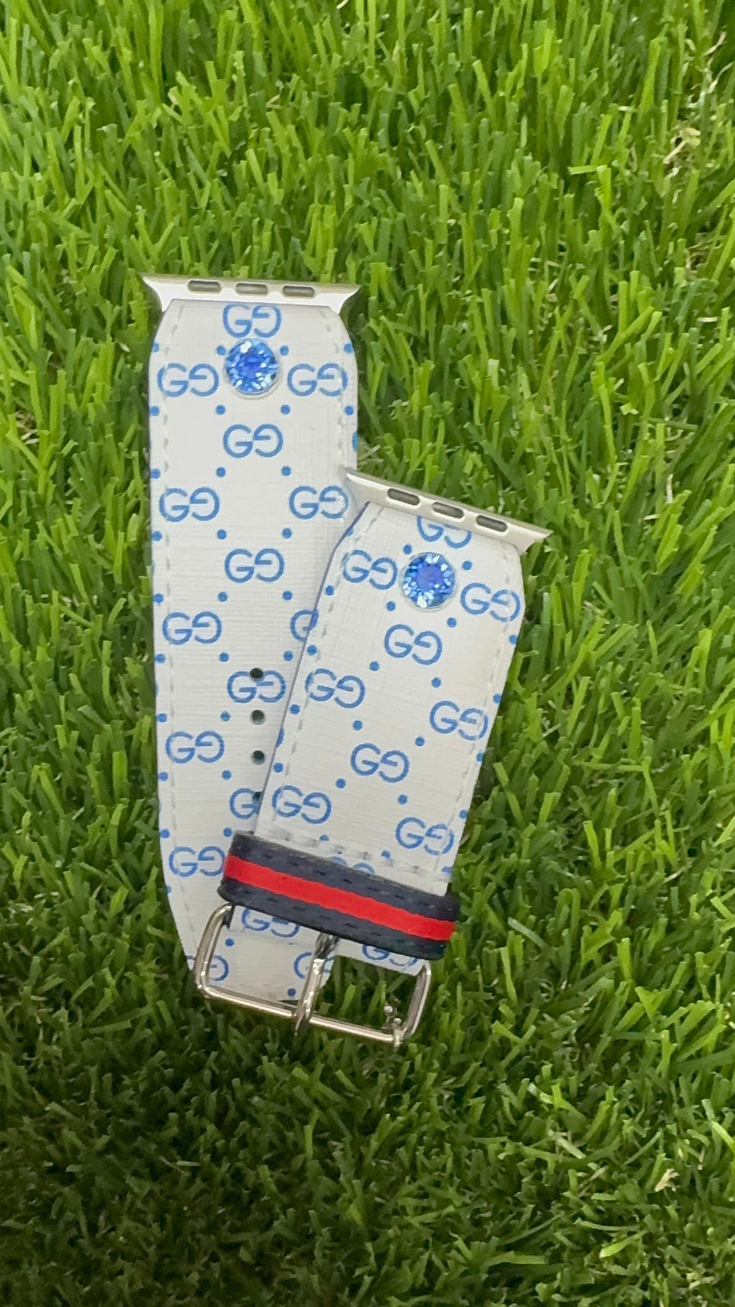 Authentic Upcycled Vintage White Blue Micro GG