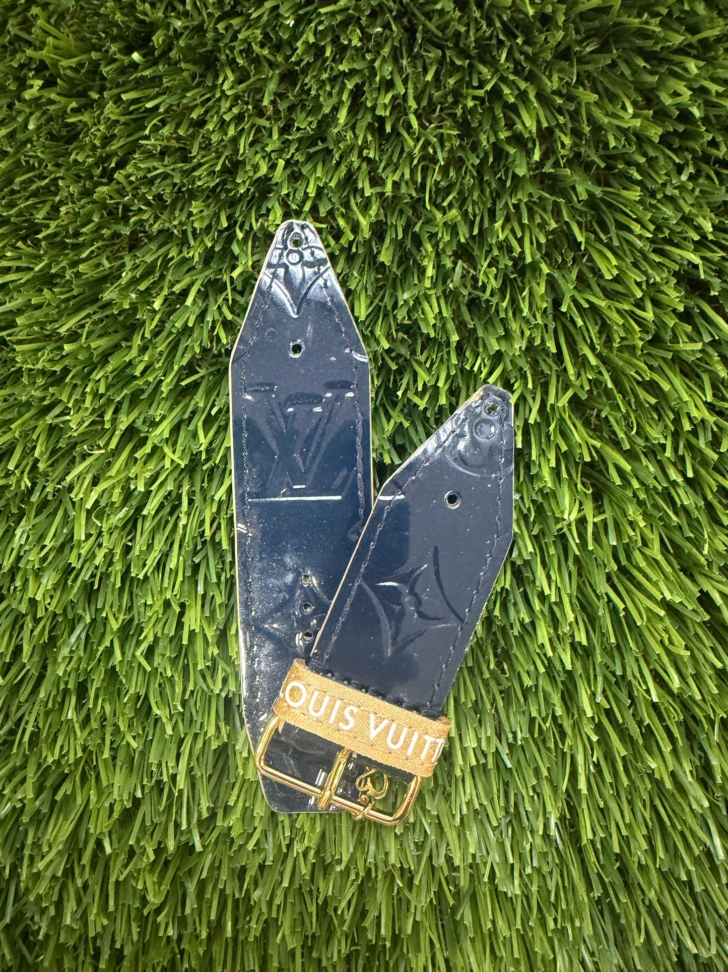 Blemished-Beta-Authentic Upcycled LV Bleu Infini (Navy) Vernis Gold edge