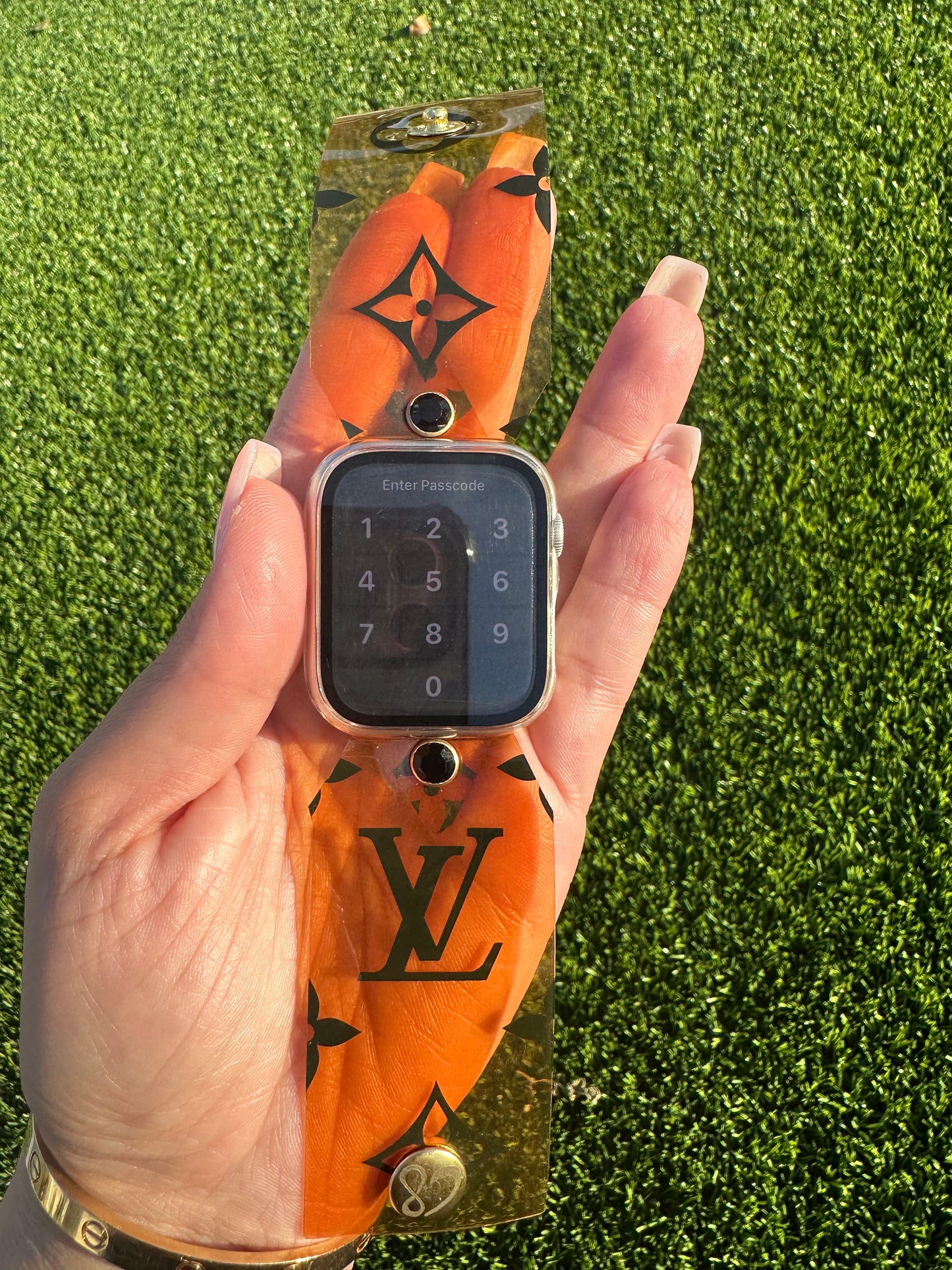 Correa impermeable naranja LV auténtica
