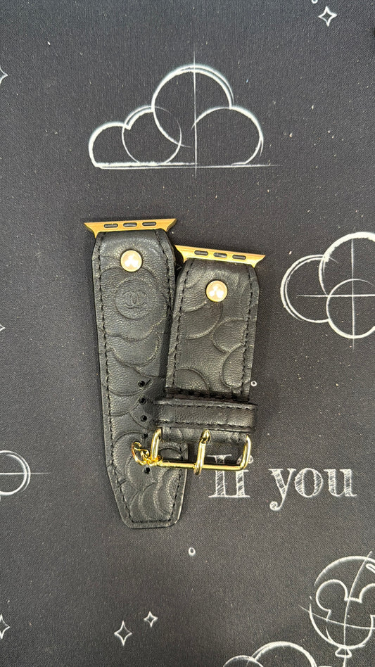 OTD-Beta-Authentic Upcycled Black Camillia Flower Leather Chanel