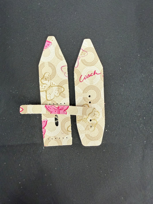 LC-Alpa 3- Gold Open Winged Butterflies with logo-Authentic Upcycled Coach Pink & Gold Butterflies