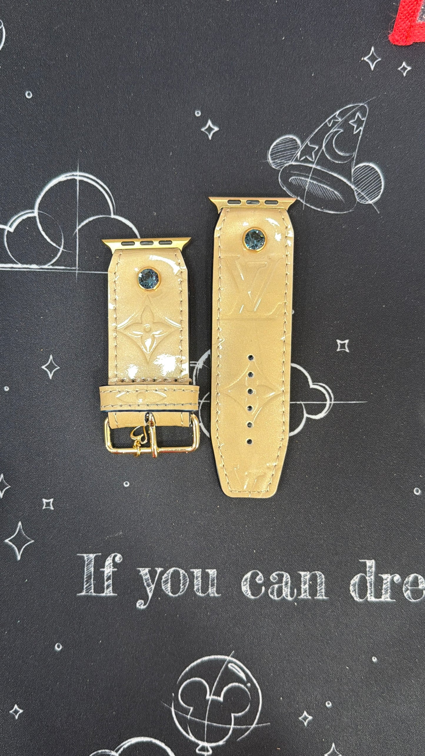 Authentic Upcycled LV Beige Vernis