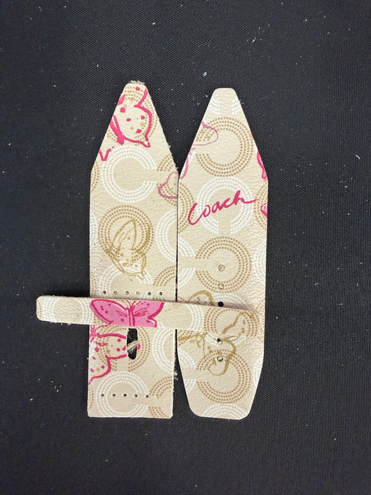 LC-Alpa 2- Gold Butterflies with logo-Authentic Upcycled Coach Pink & Gold Butterflies