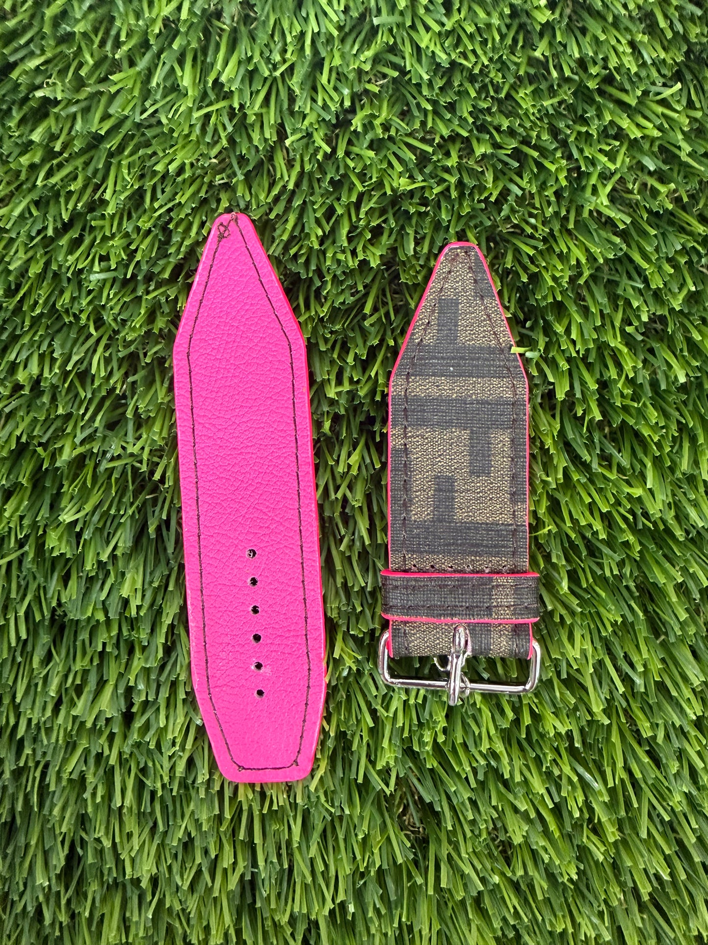 OTD-Fun Fendi Neon Pink- Authentic Upcycled Traditional Brown Zucca Fendi