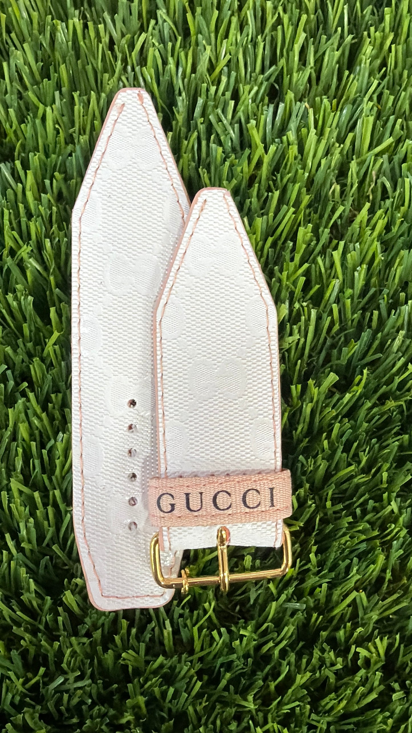 OTD-Authentic Upcycled White GG Imprime with Peach