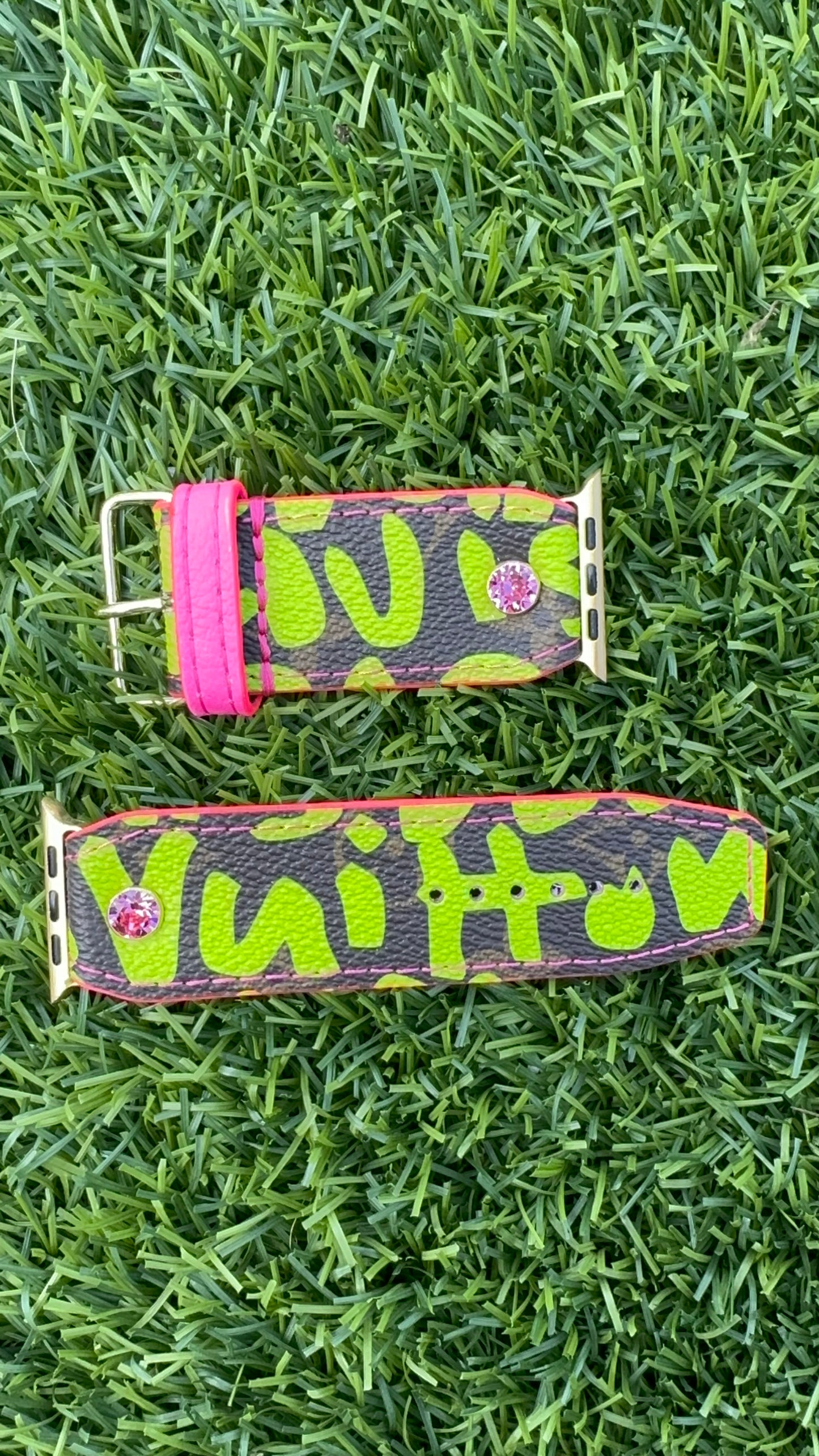 Authentic Upcycled Green LV Graffiti