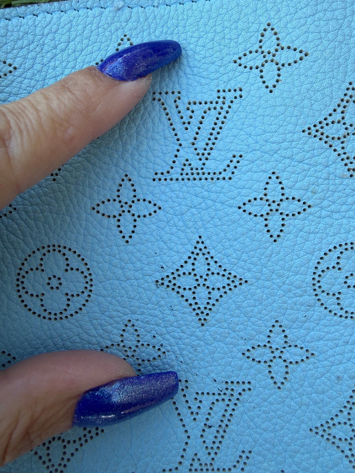 Blemished- ANY SIZE- Cut 1-Rare- Authentic Upcycled LV Ice Blue Mahina