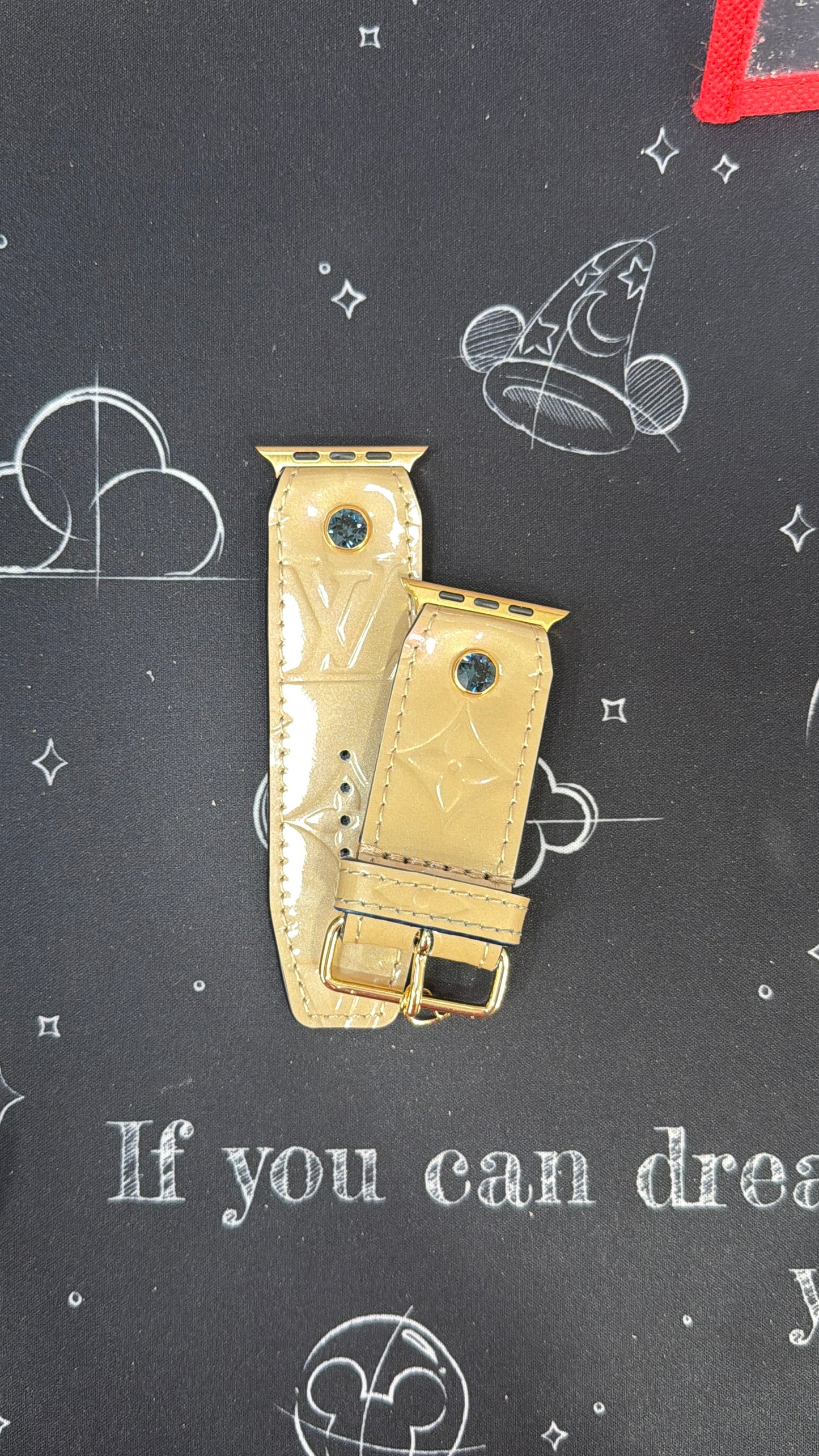 Authentic Upcycled LV Beige Vernis