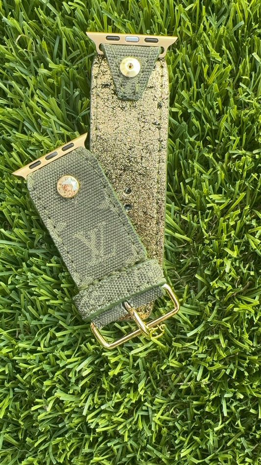 Authentic Upcycled LV Mini Lin Olive Green