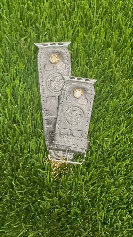 Authentic Upcycled Tory Burch Silver Leather