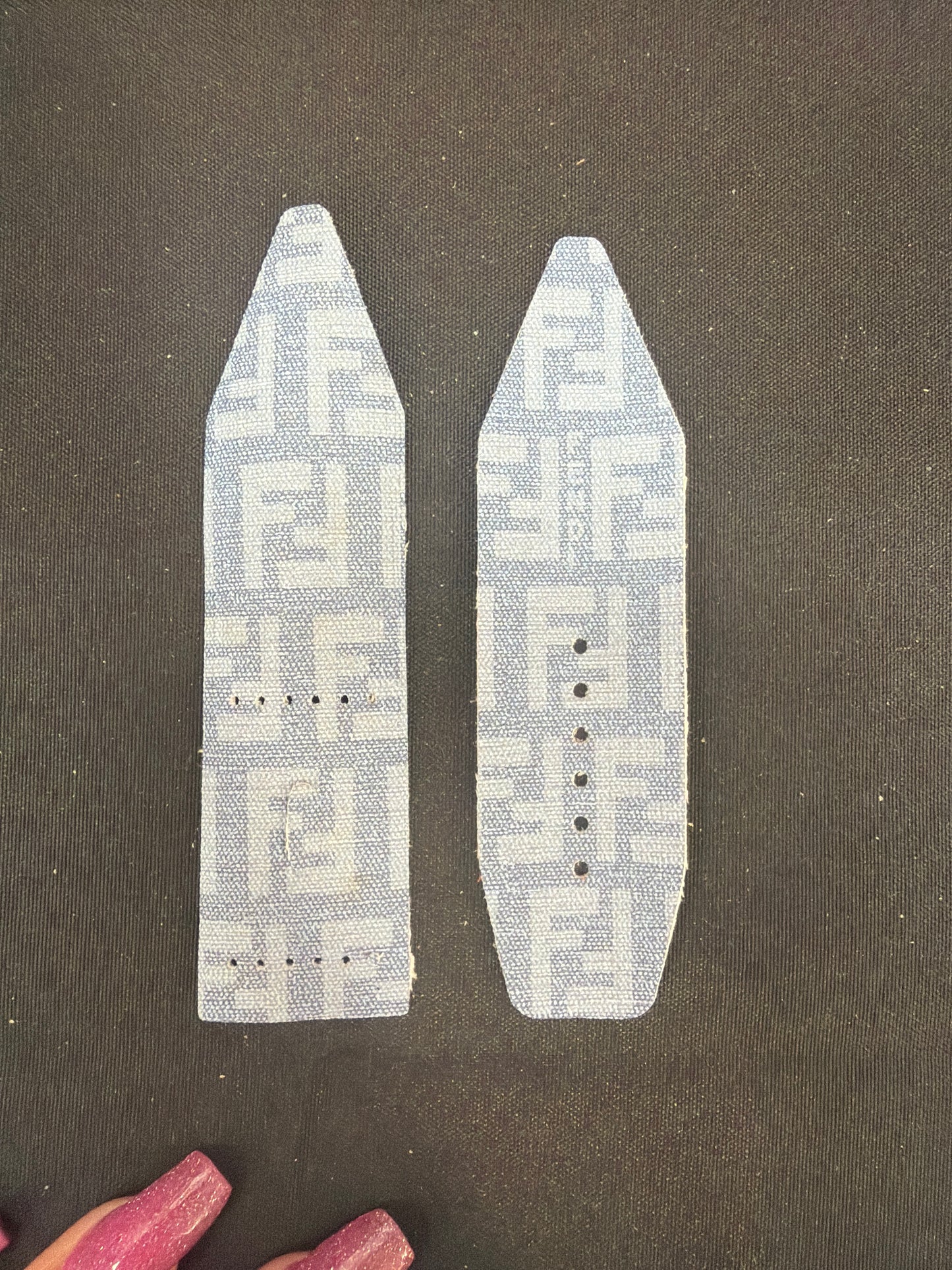 LC-Alpha logo on tongue-vertical cut- Authentic Upcycled Mini Denim Fendi