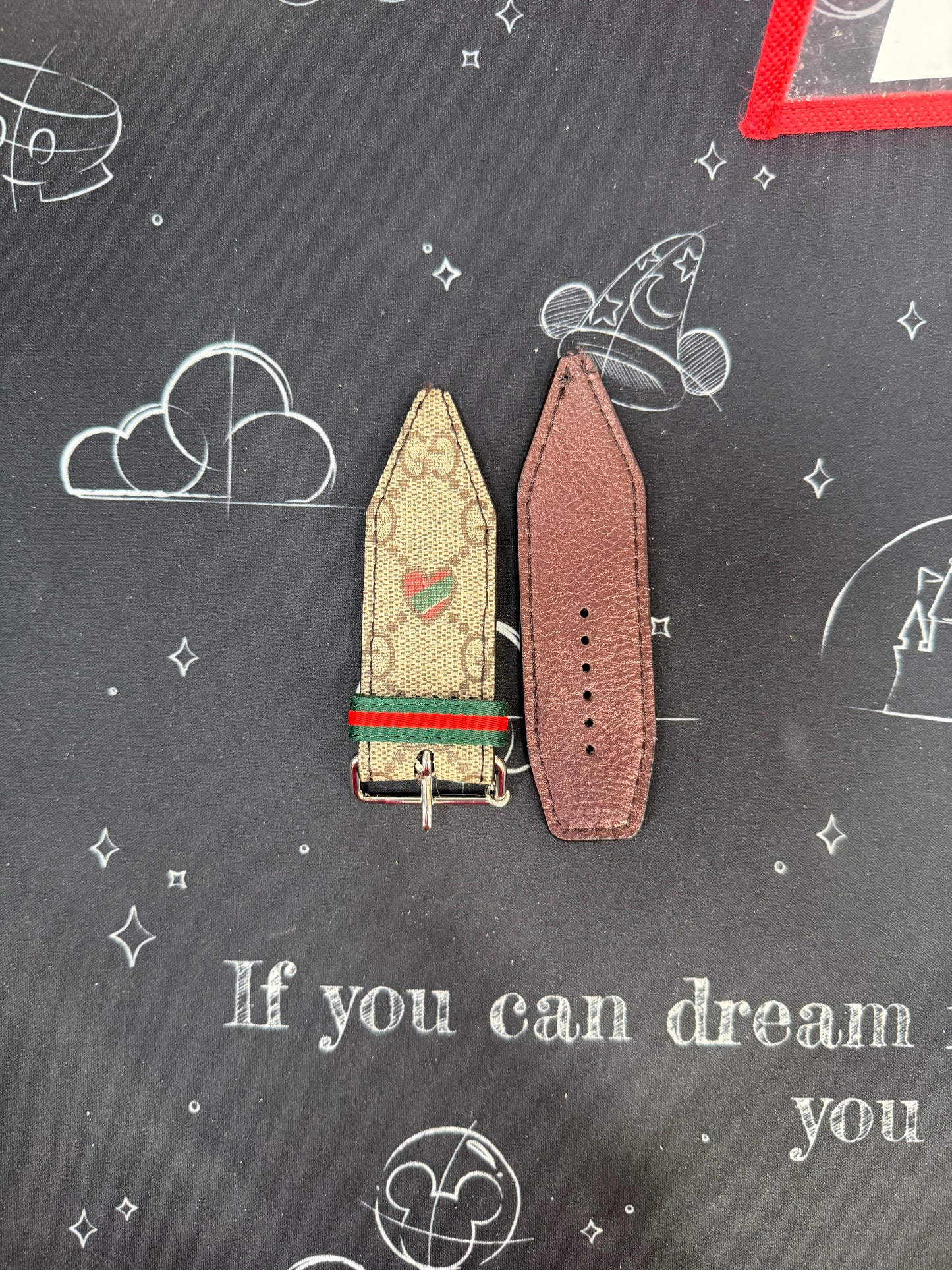 OTD- Alpha-Diamond Red Hearts-Authentic Upcycled Rare GG Christmas Hearts with Brown Liner