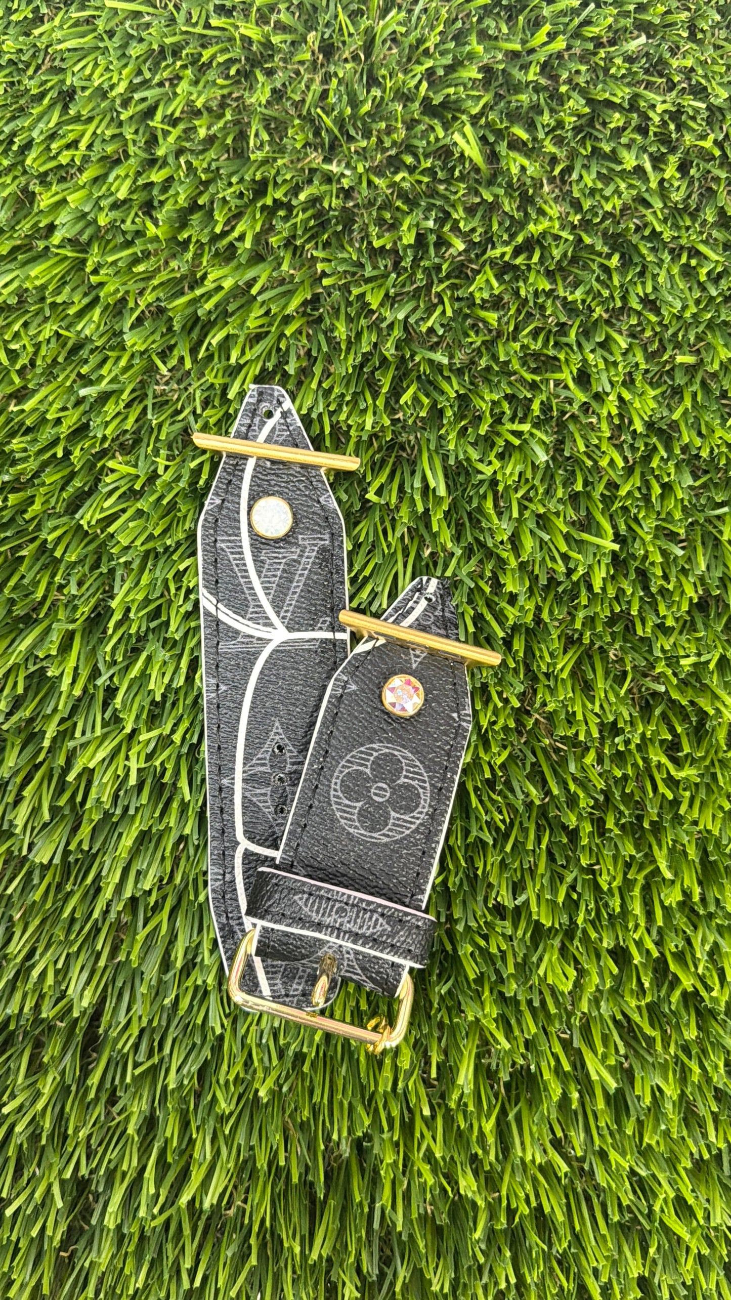 OTD-Beta-Authentic Upcycled Rare Black and Gray Shadow LV Monogram w/Vivi (White)