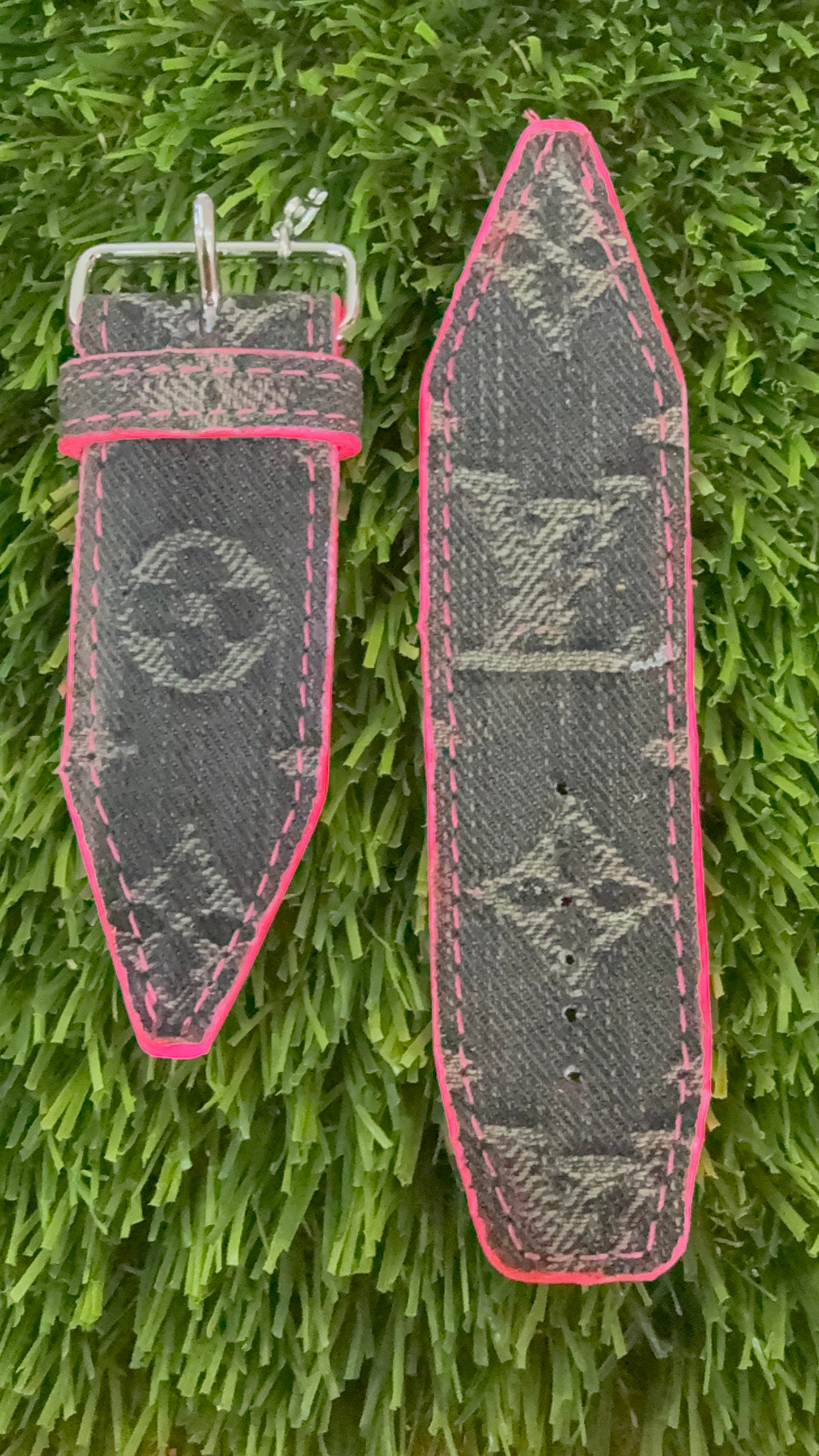 OTD-Authentic Upcycled LV Black Denim All Neon PinK