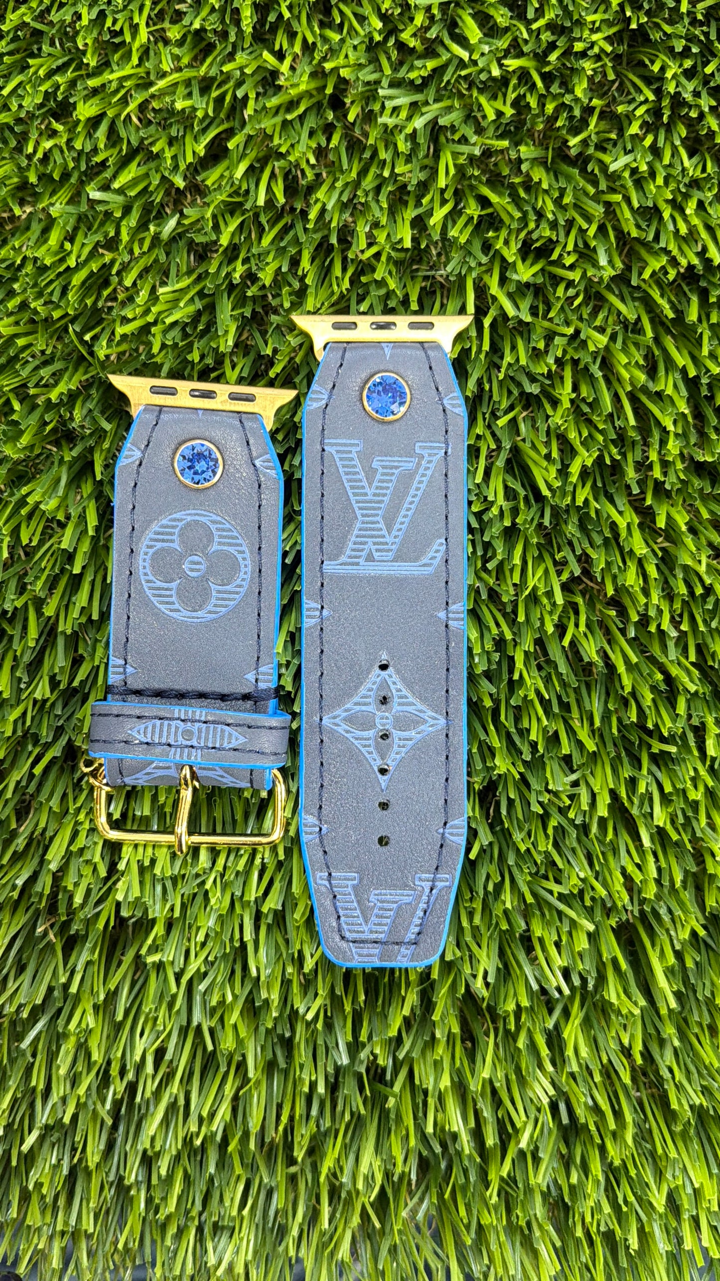 OTD-Beta- Authentic Upcycled Rare Blue on Navy Shadow LV Monogram with blue