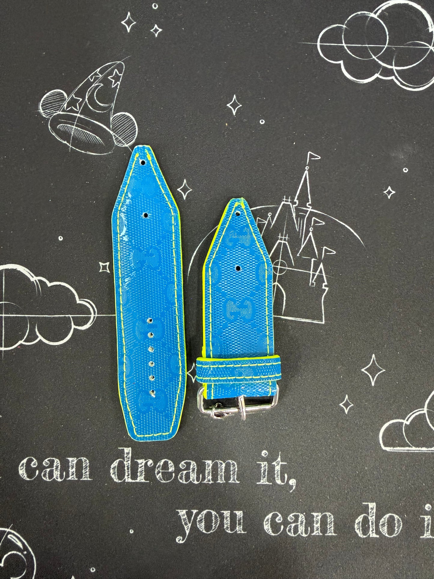 OTD-BETA-Authentic Upcycled Capri Blue GG Imprime Neon Yellow