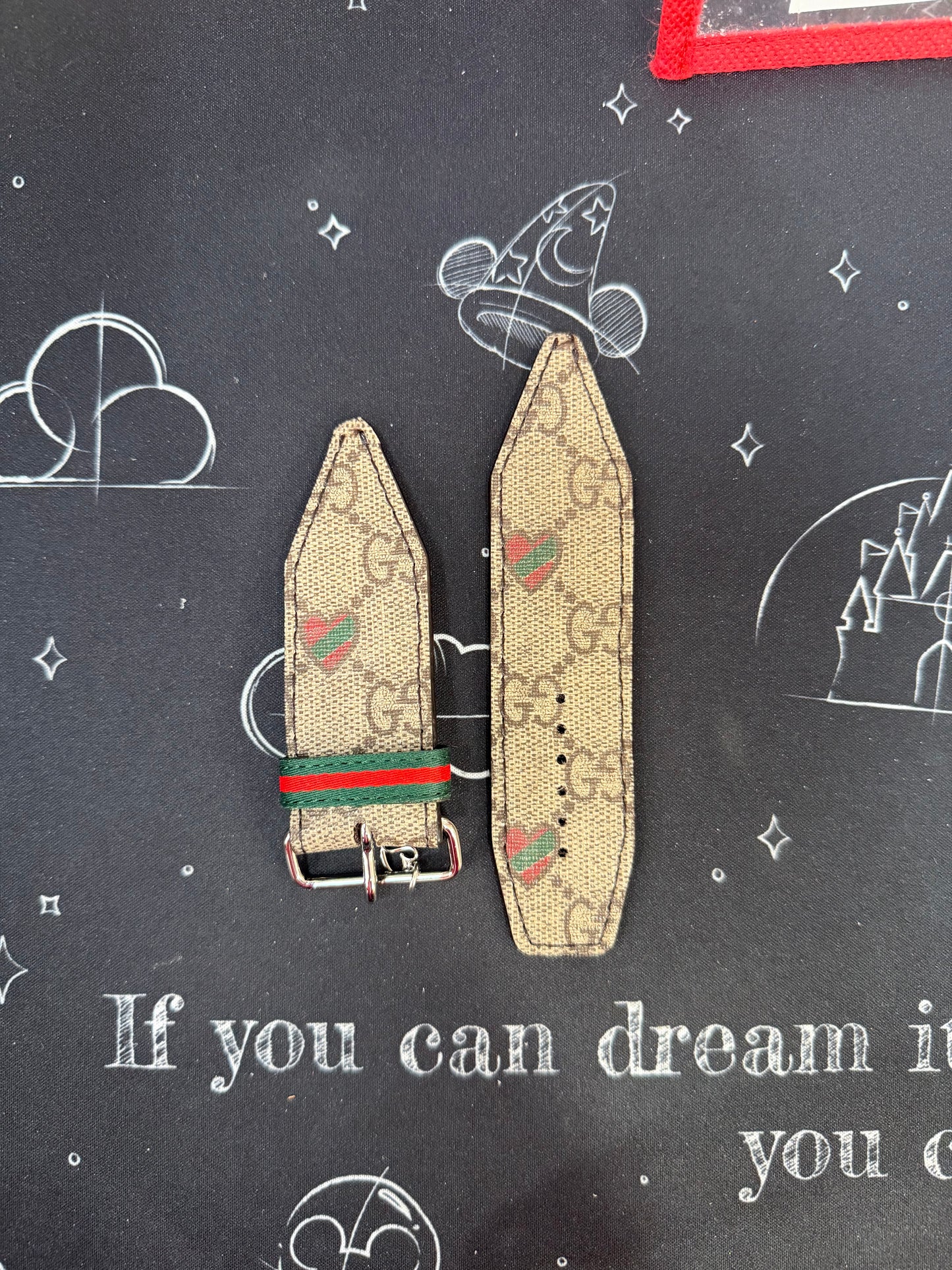 OTD- Beta- Zig-Zag Red Hearts-Authentic Upcycled Rare GG Christmas Hearts with Brown Liner