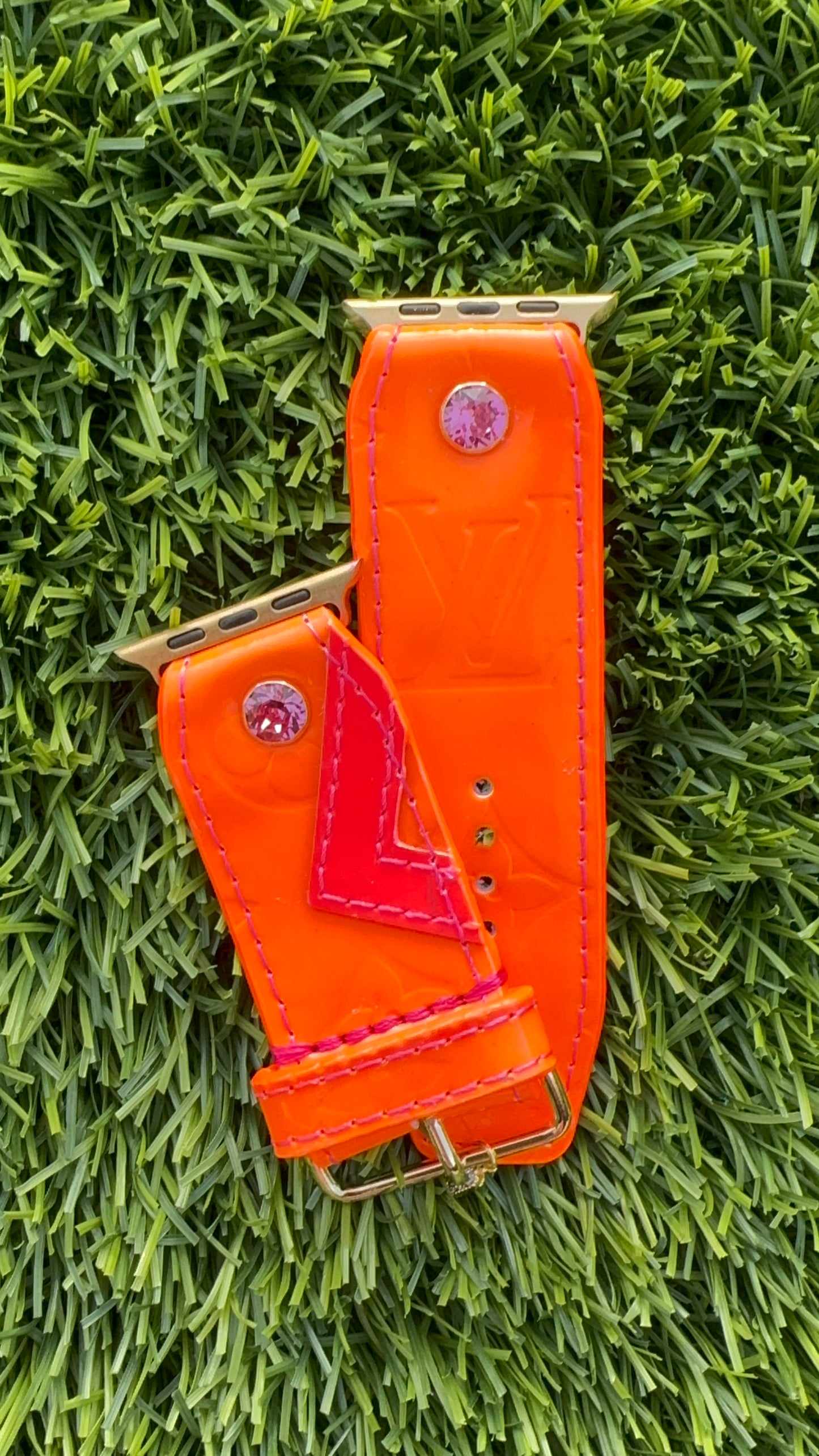 Authentic Limited Edition Upcycled LV Neon Orange Vernis