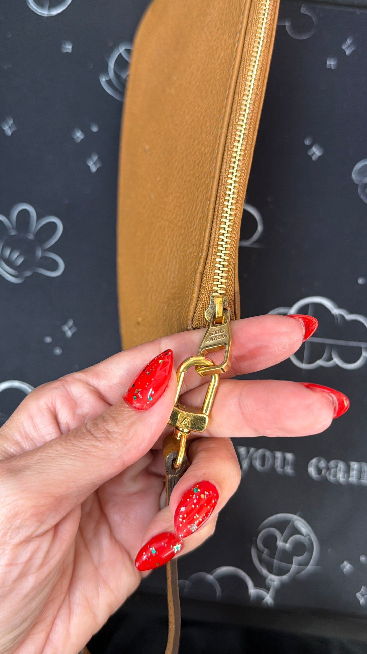 LV Cognac Mahina Zippered Wristlet