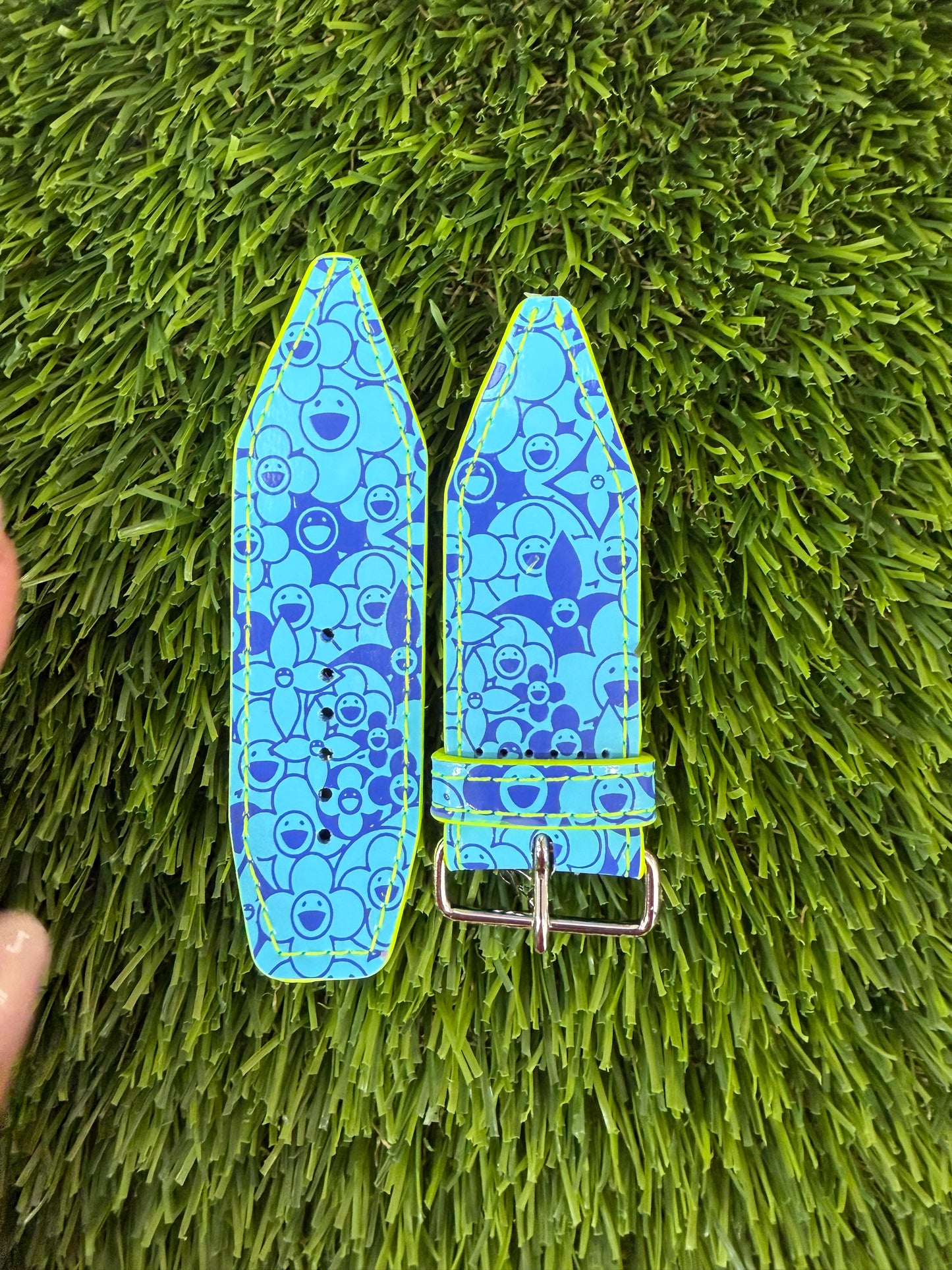 OTD-Authentic Upcycled LV Blue Cosmic Blossom w/Neon Yellow
