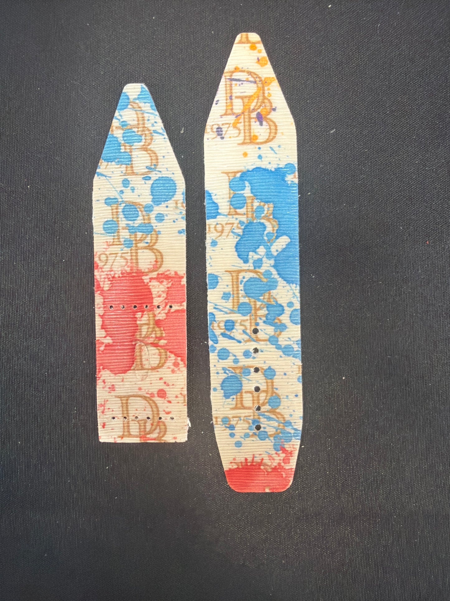 LC-Gamma-Blue & Red-Authentic Upcycled Vintage Doonie & Bourke 1975 Paint Splatter