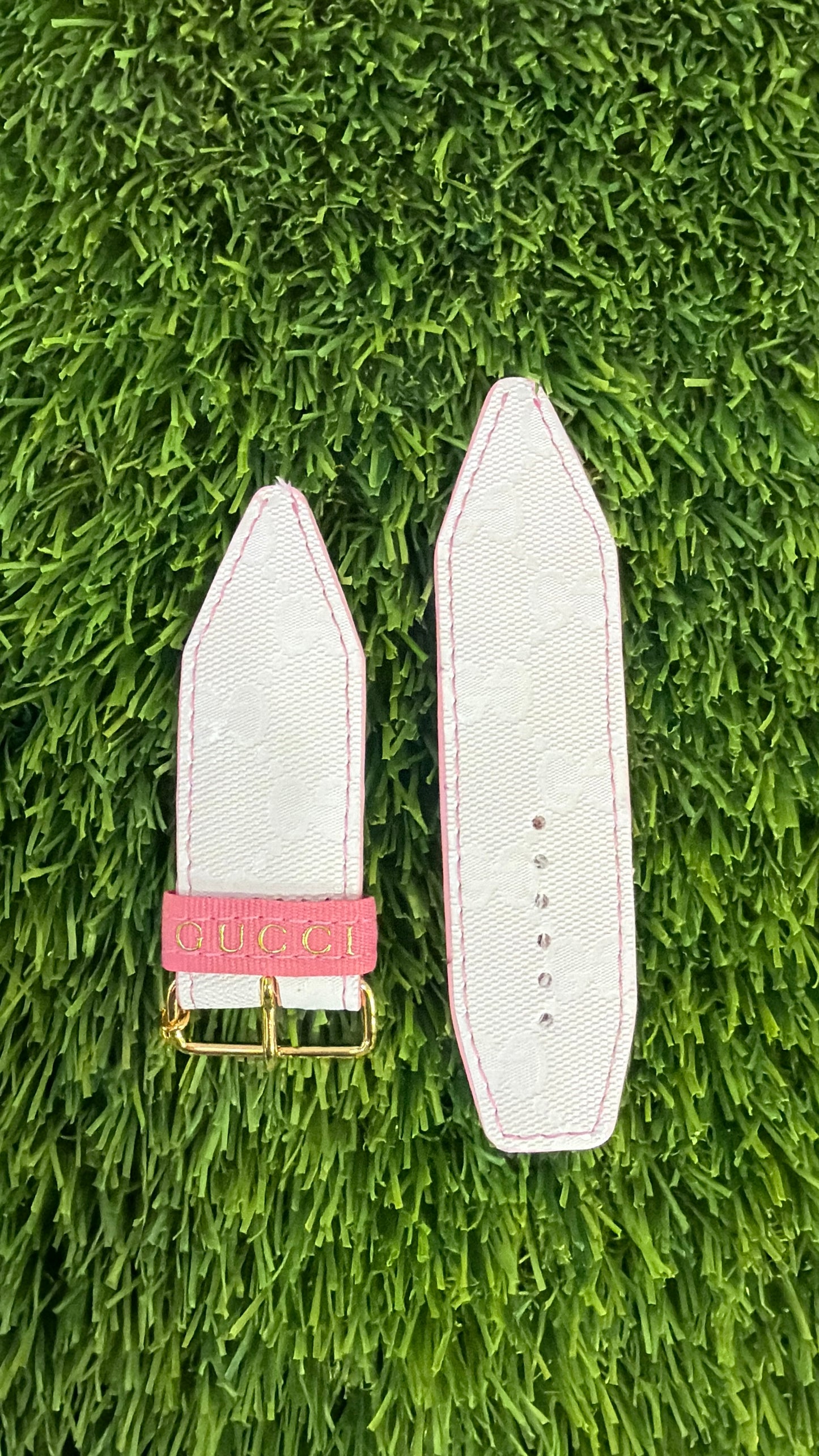 OTD-Authentic Upcycled White GG Imprime with Pink