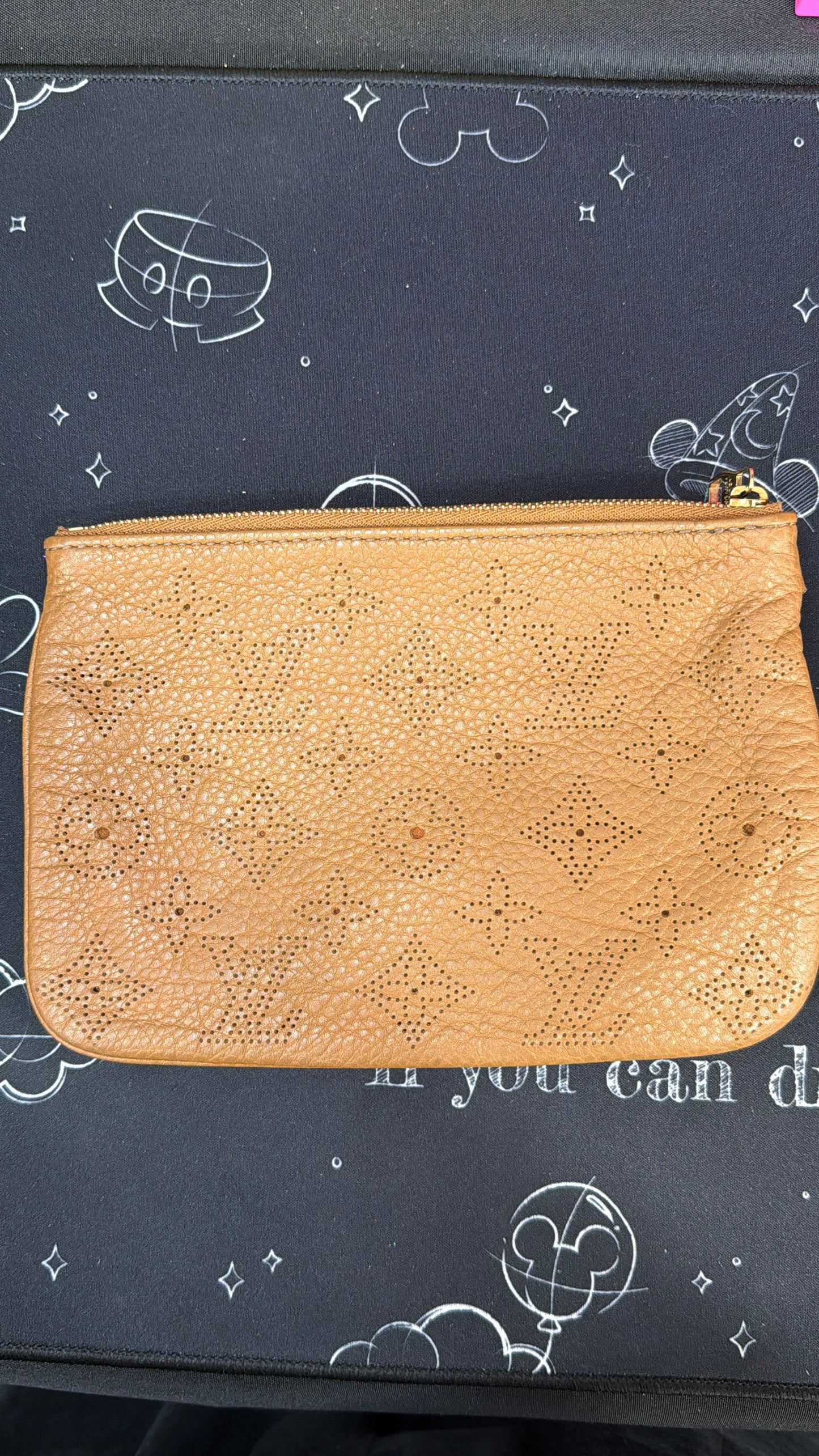 LV Cognac Mahina Zippered Wristlet