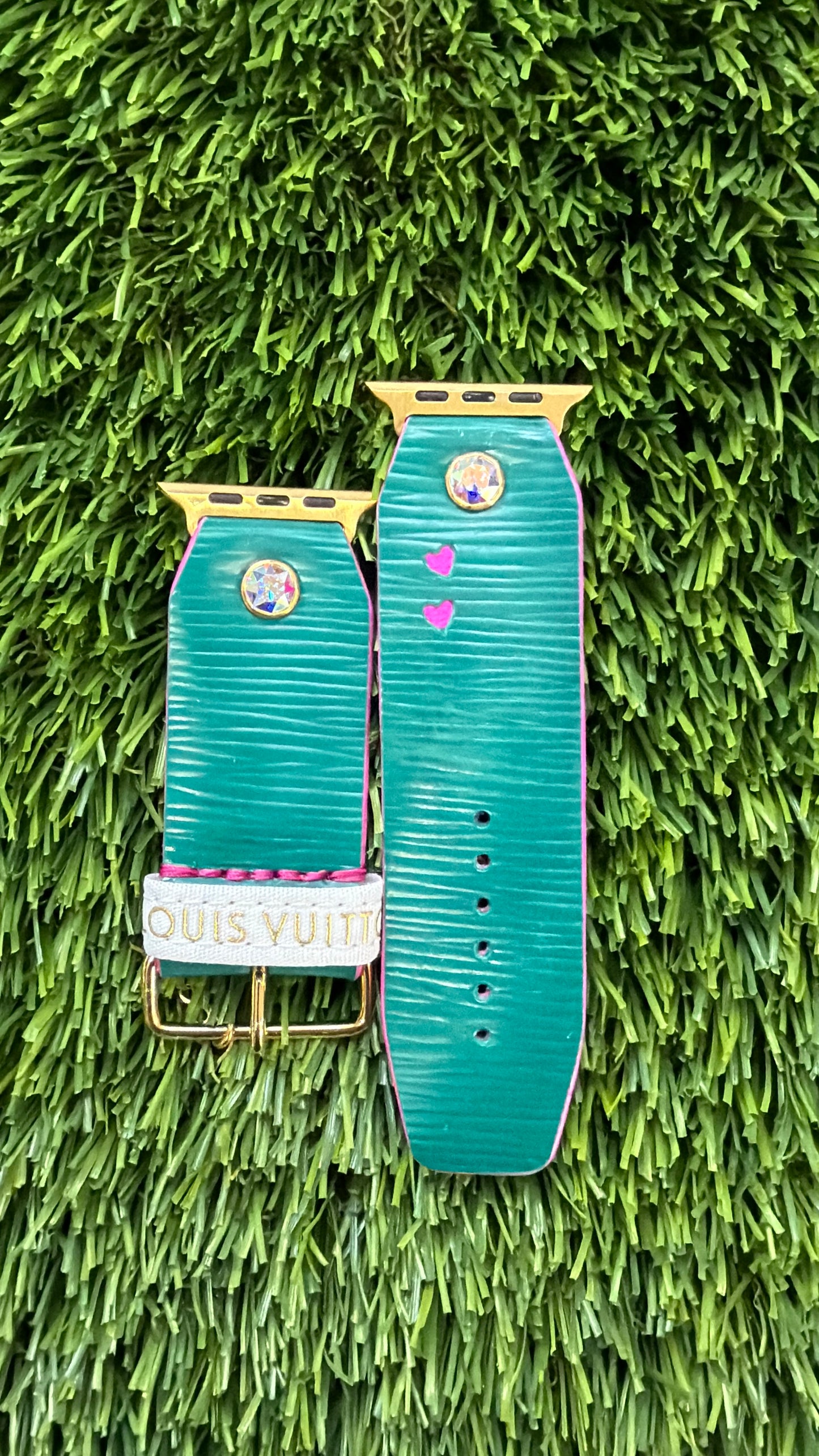 Blemished-Beta-LV Teal Epi Leather with pink