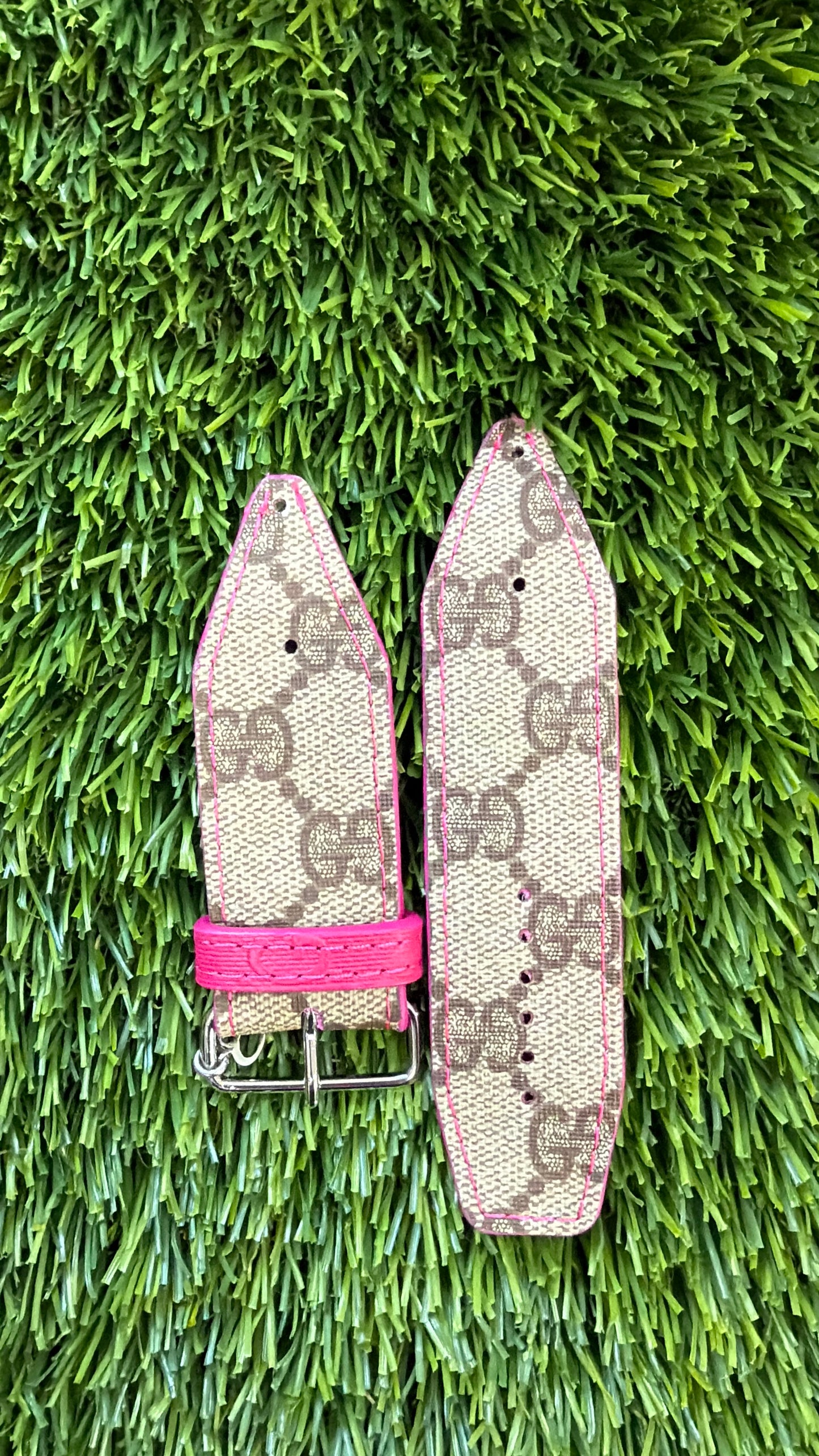 OTD-Authentic Upcycled Traditional Brown Webb Gucci with Pink