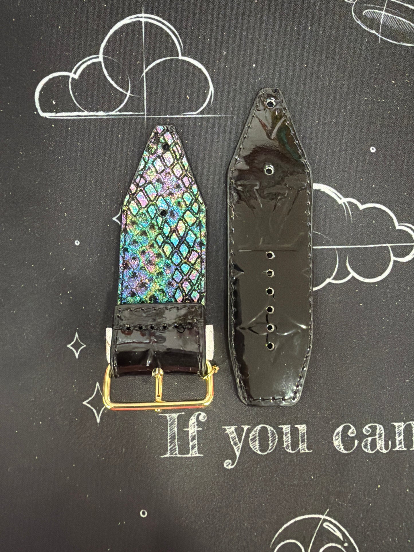 BLEMISHED-ALPHA-Authentic Upcycled LV "Black" Vernis