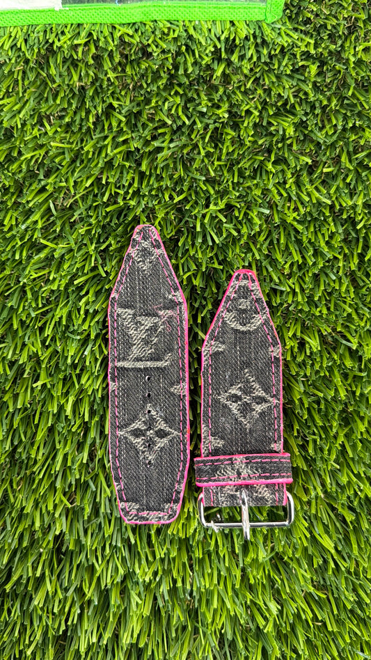 OTD-Authentic Upcycled LV Black Denim All Neon PinK